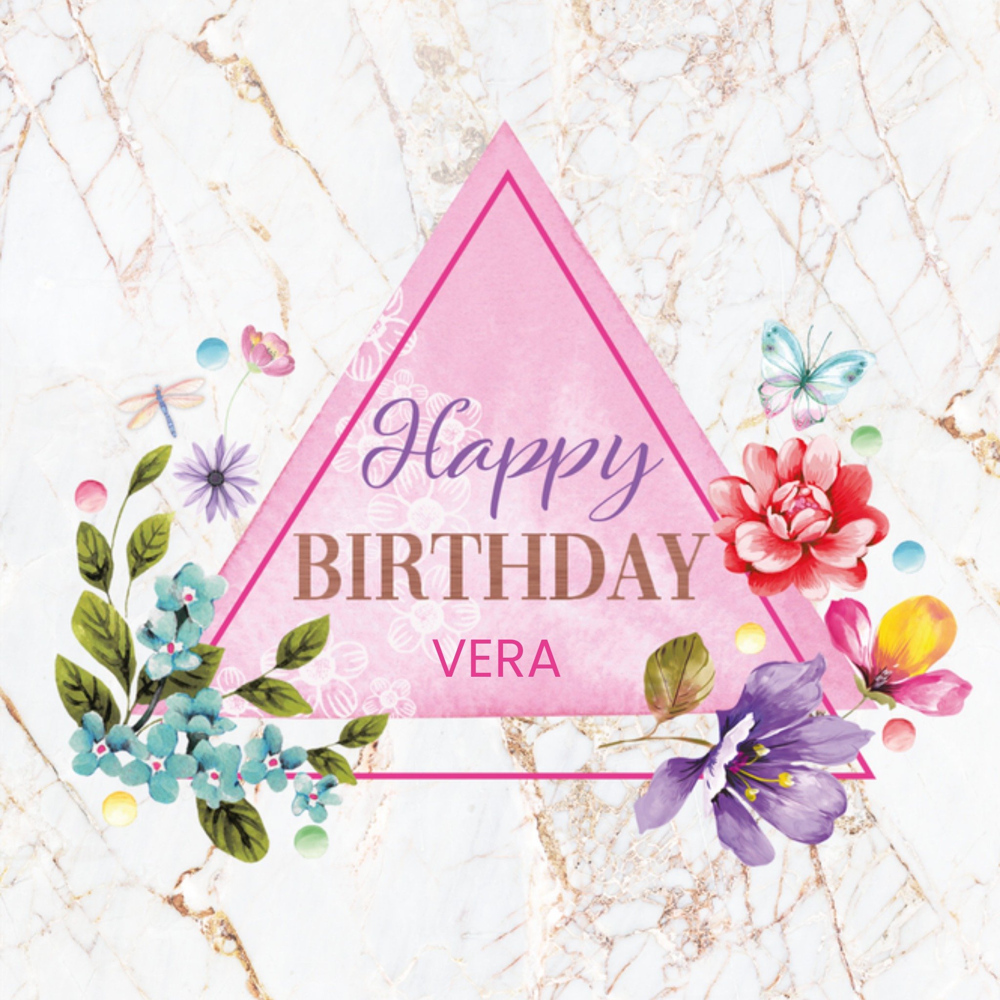 Verjaardagskaart met aanpasbare naam Vierkante Kaart Endless Mae