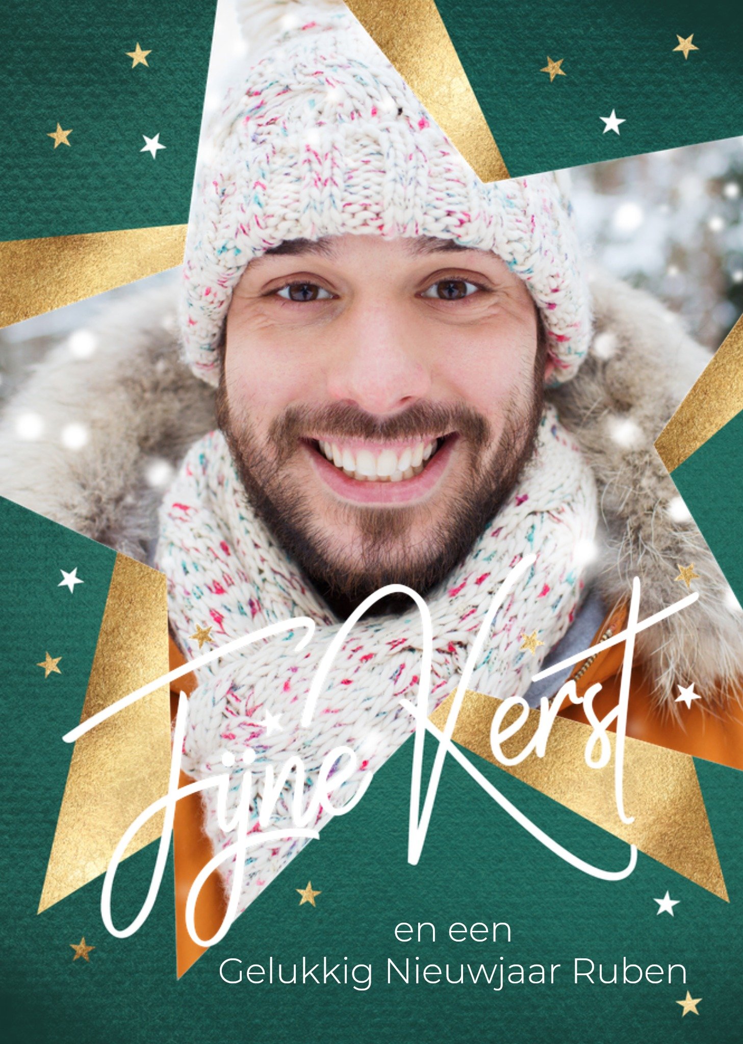 Kerstkaart Met foto Ster Luckz