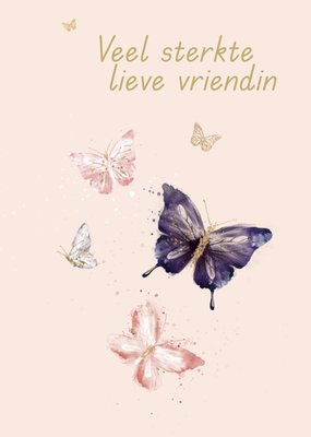 Geïllustreerd Aquarel Vlinders Vriendin Sterkte Kaart