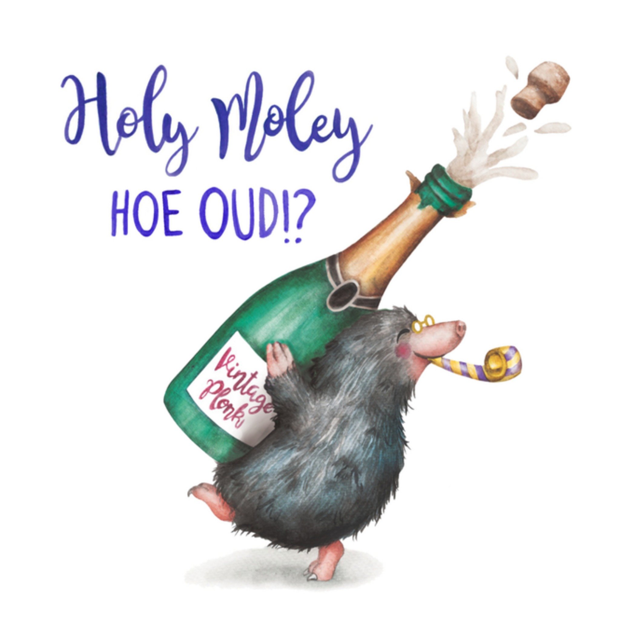 Verjaardagskaart champagne mol Vierkante Kaart Citrus Bunn