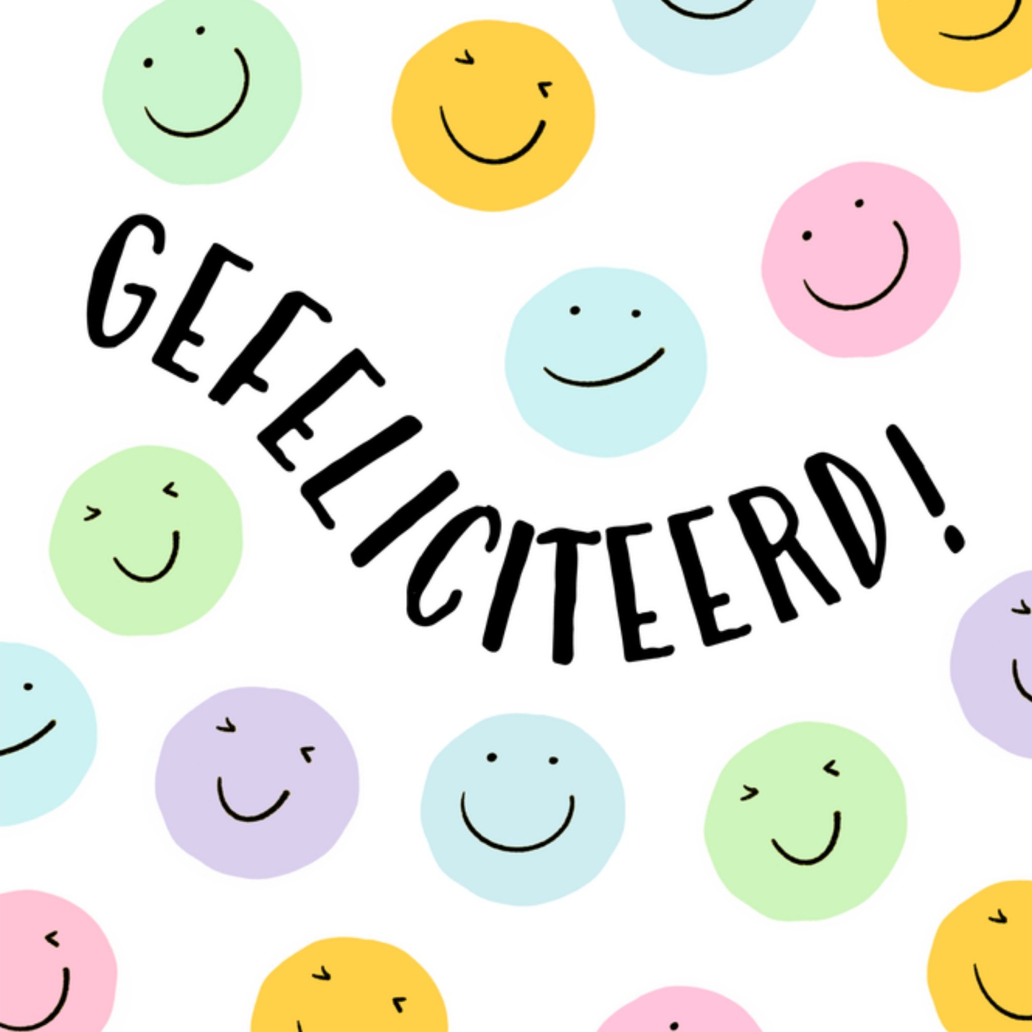 Greetz Verjaardagskaart smileys kleurrijk Vierkant