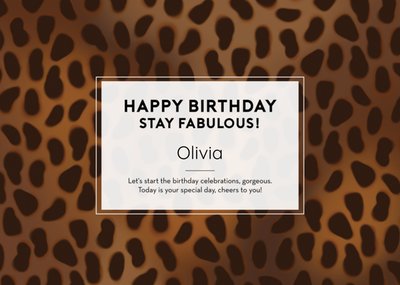 Stay Fabulous Luipaardprint Typografisch Verjaardag Kaart