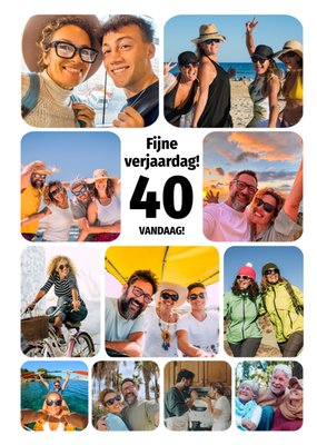 Fijne Verjaardag 40 Vandaag! Collage Foto Upload Kaart