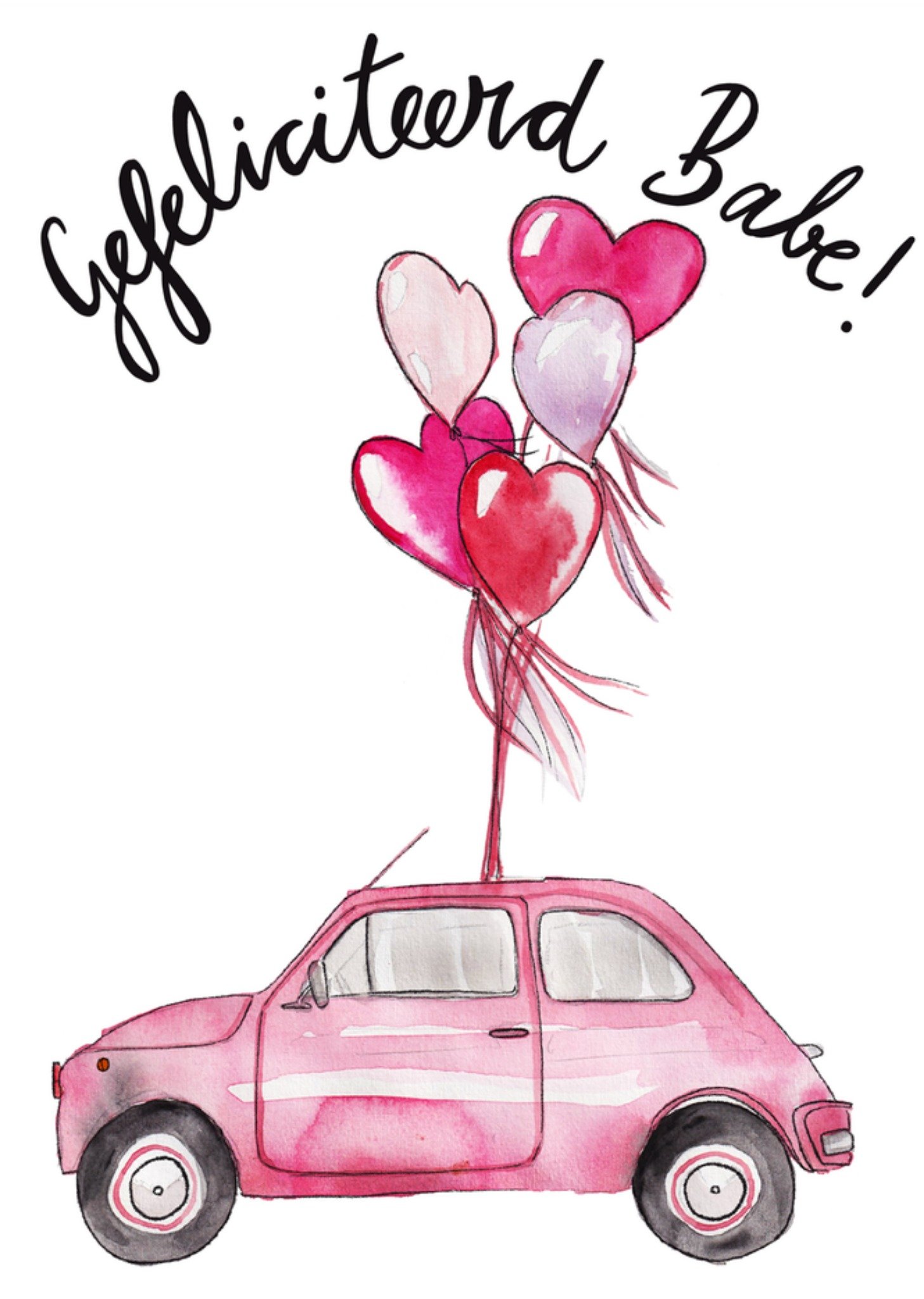 Marie Bodié Marie Bodie Geslaagdkaart Rijbewijs Hartjesballonnen Standard Card