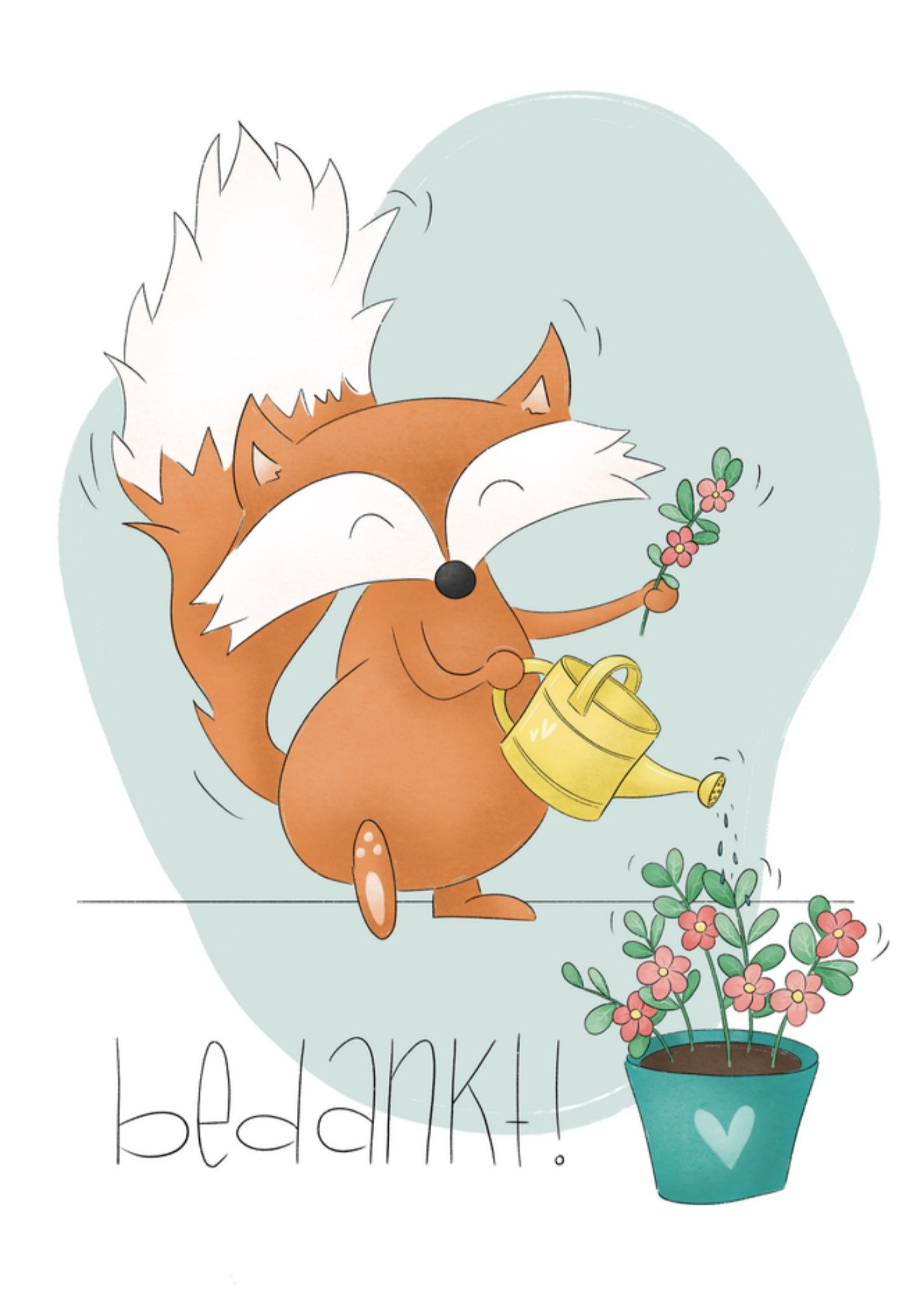 Bedankt kaart Vos Tuinieren Kaart Studio Fred Illustraties