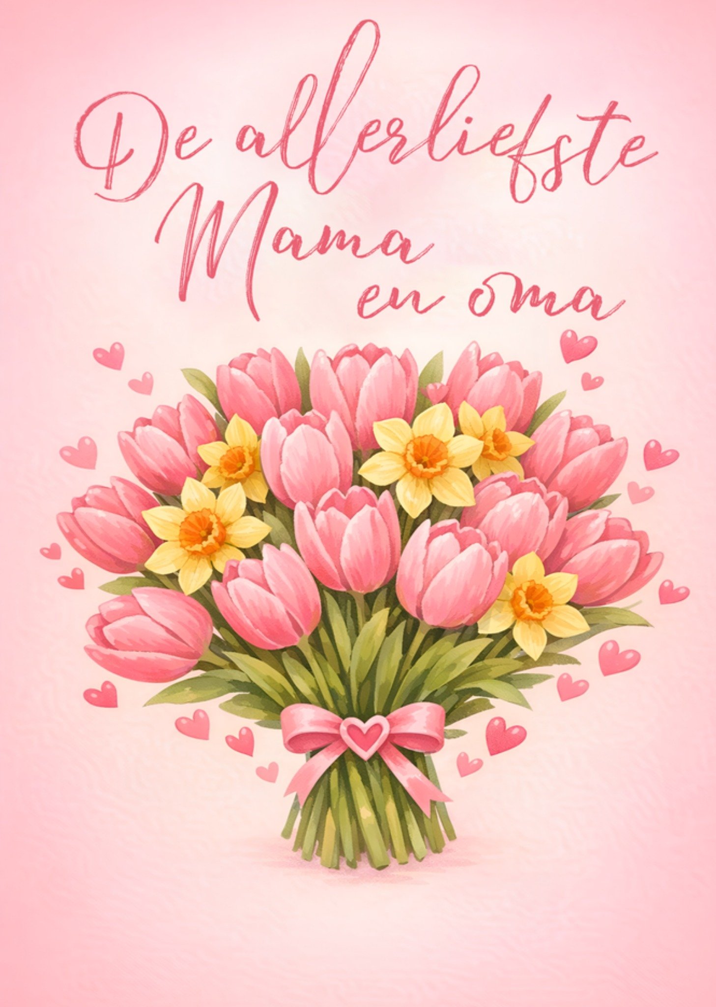 Moederdagkaart Bloemenboeket voor mama en oma met hartjes Greetz