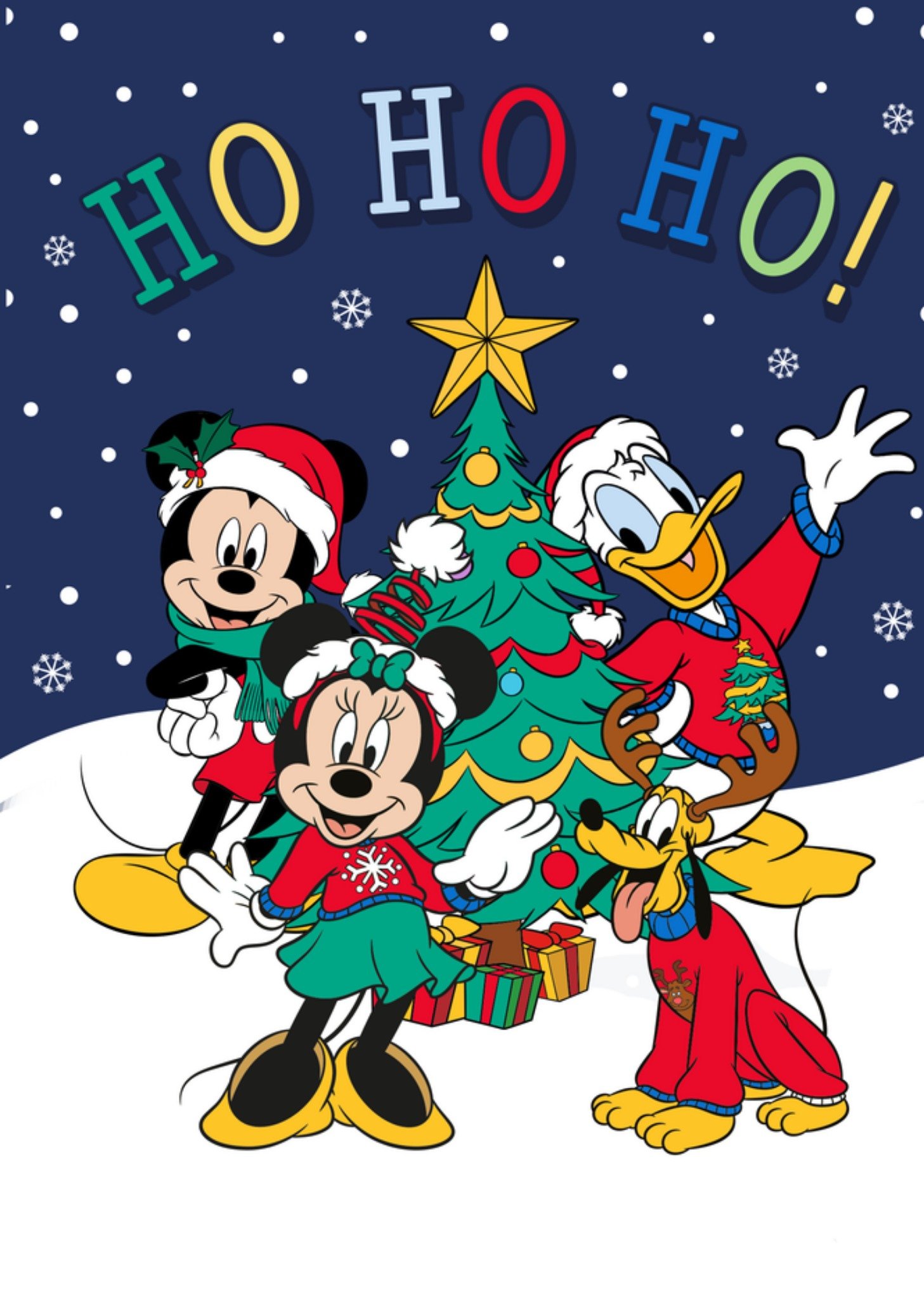 Kerstkaart Mickey Mouse Ho Ho Ho Disney