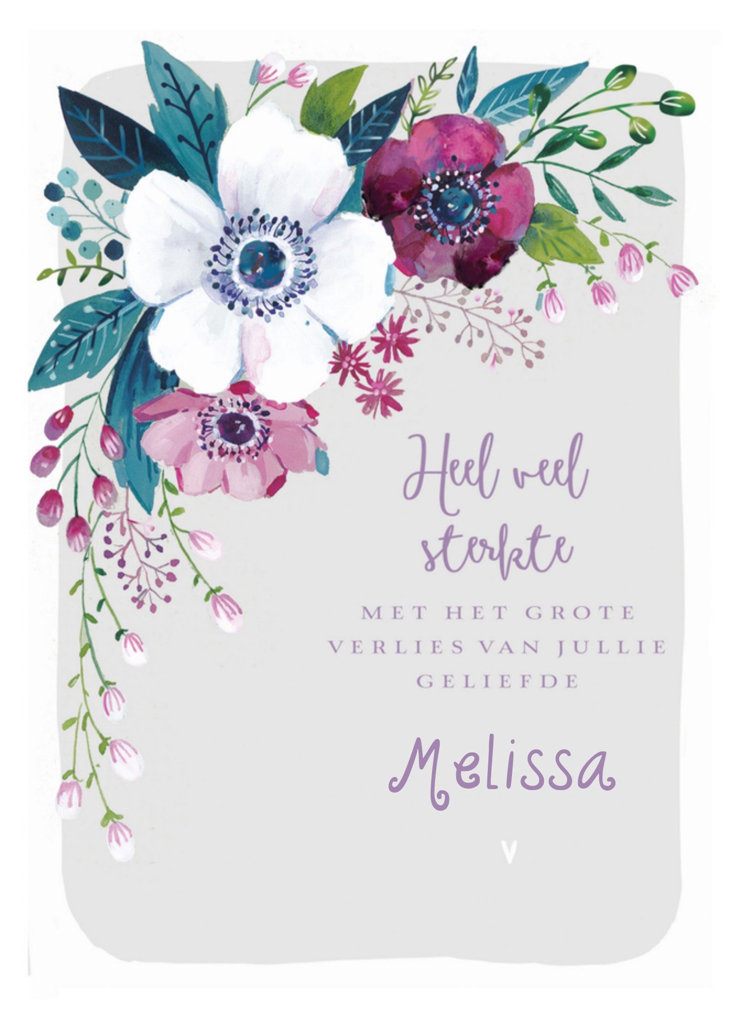 Condoleancekaart met naam Kaart Ling Design