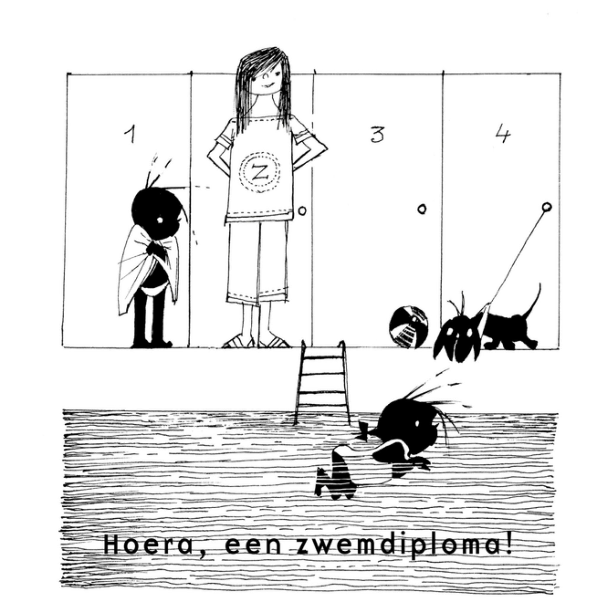 Fiep Westendorp Zwemdiploma Vierkante Kaart Jip en Janneke