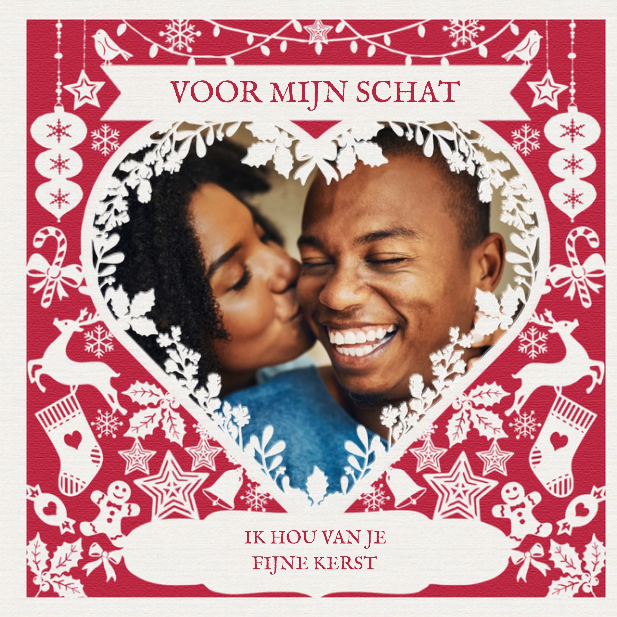 Greetz Kerstkaart Vriend Hart Foto Vierkant