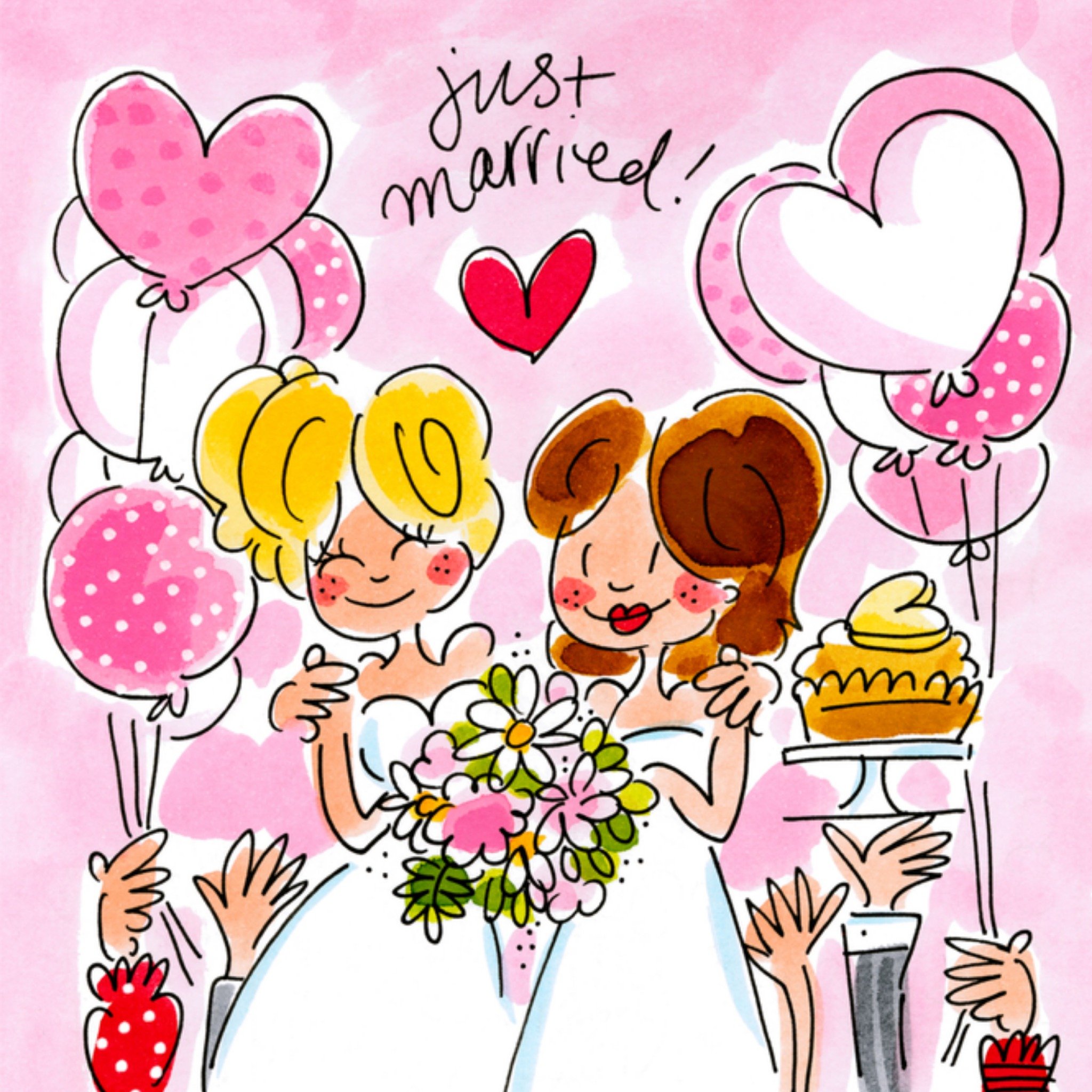 Huwelijkskaart just married Vierkante Kaart Blond Amsterdam