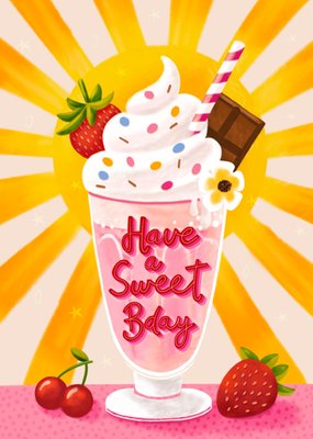 Aniet Illustration | Verjaardagskaart | Have A Sweet Bday | Milkshake