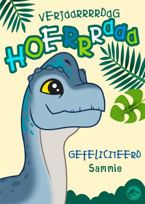 Hoeraaa Geïllustreerde Dinosaurus Verjaardag Kaart