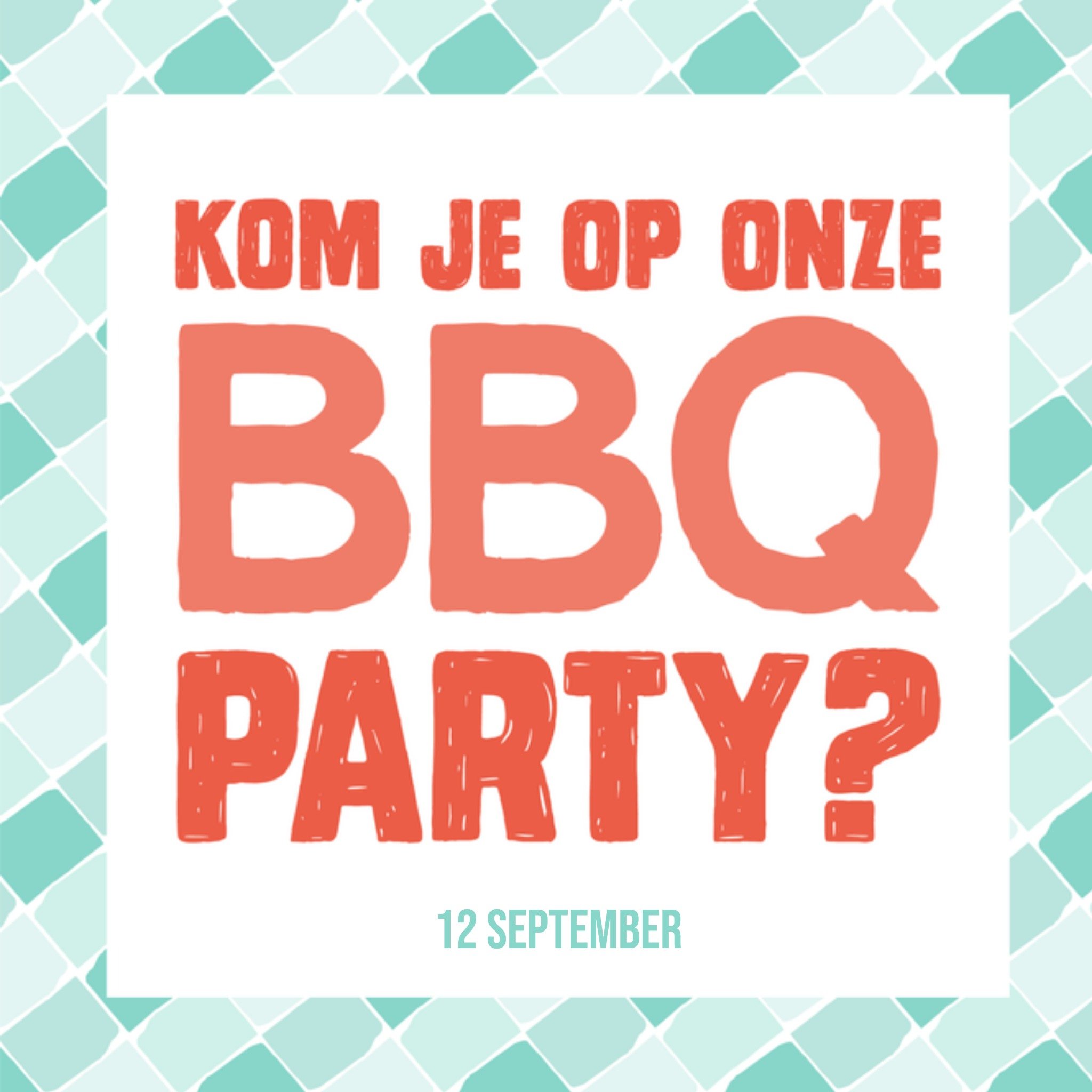 Greetz Uitnodiging tuinfeest bbq party Vierkant