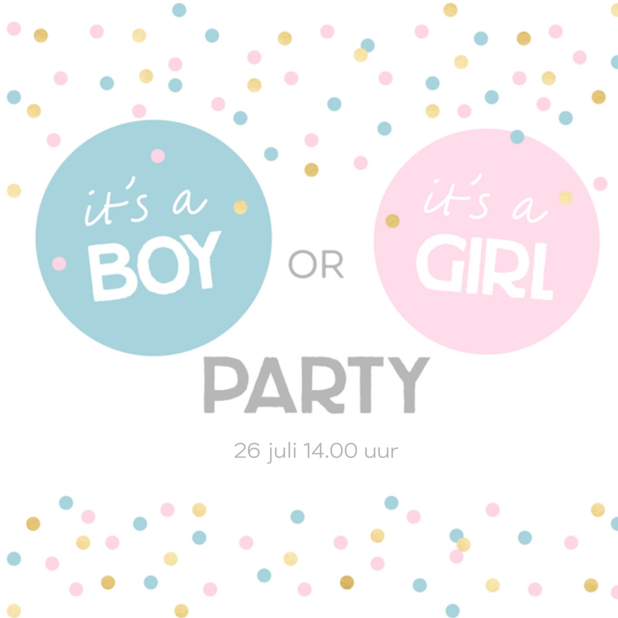 Greetz Gender Reveal boy or girl Vierkant