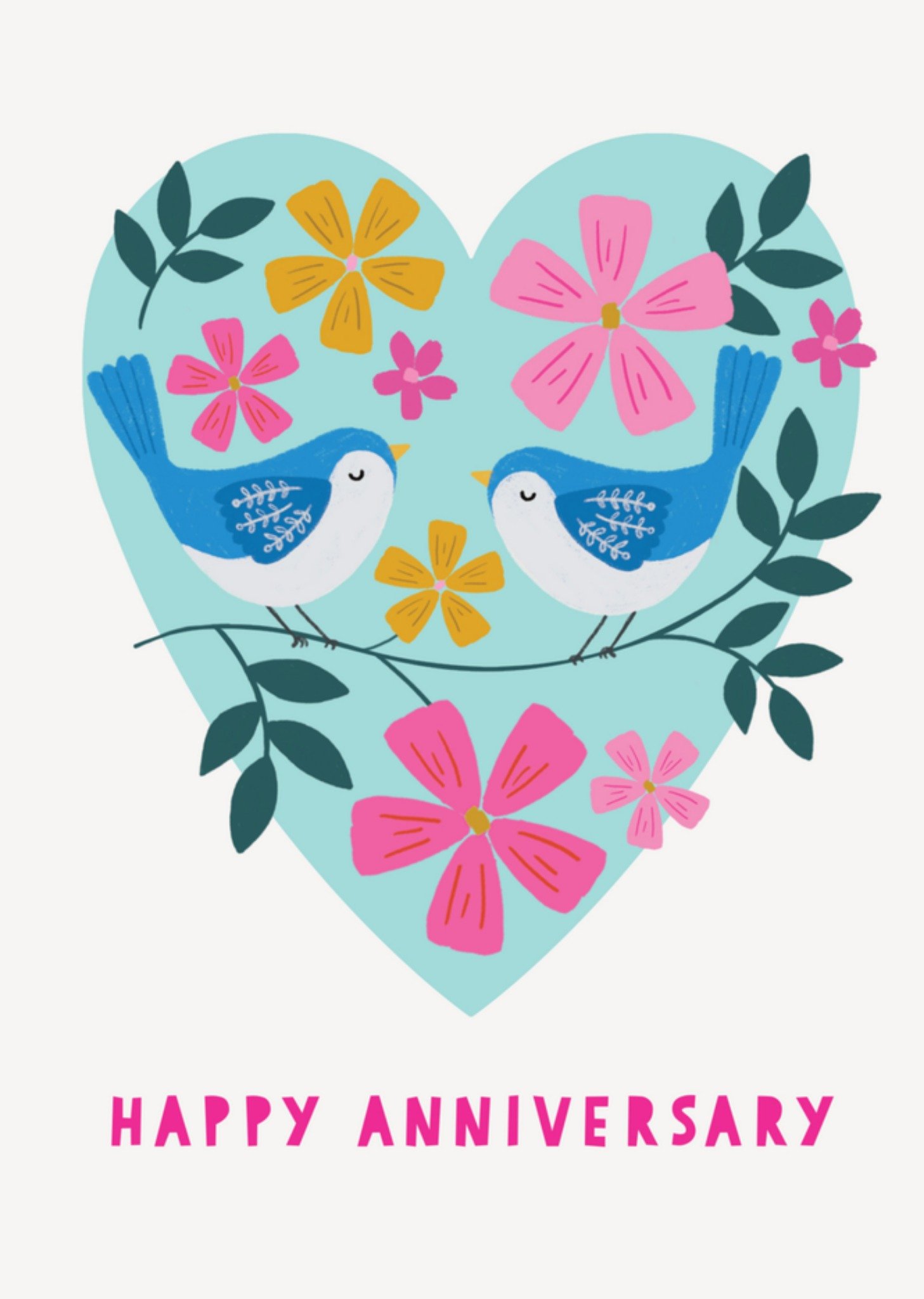 Natalie Alex Jubileum vogels bloemen Kaart Mifkins