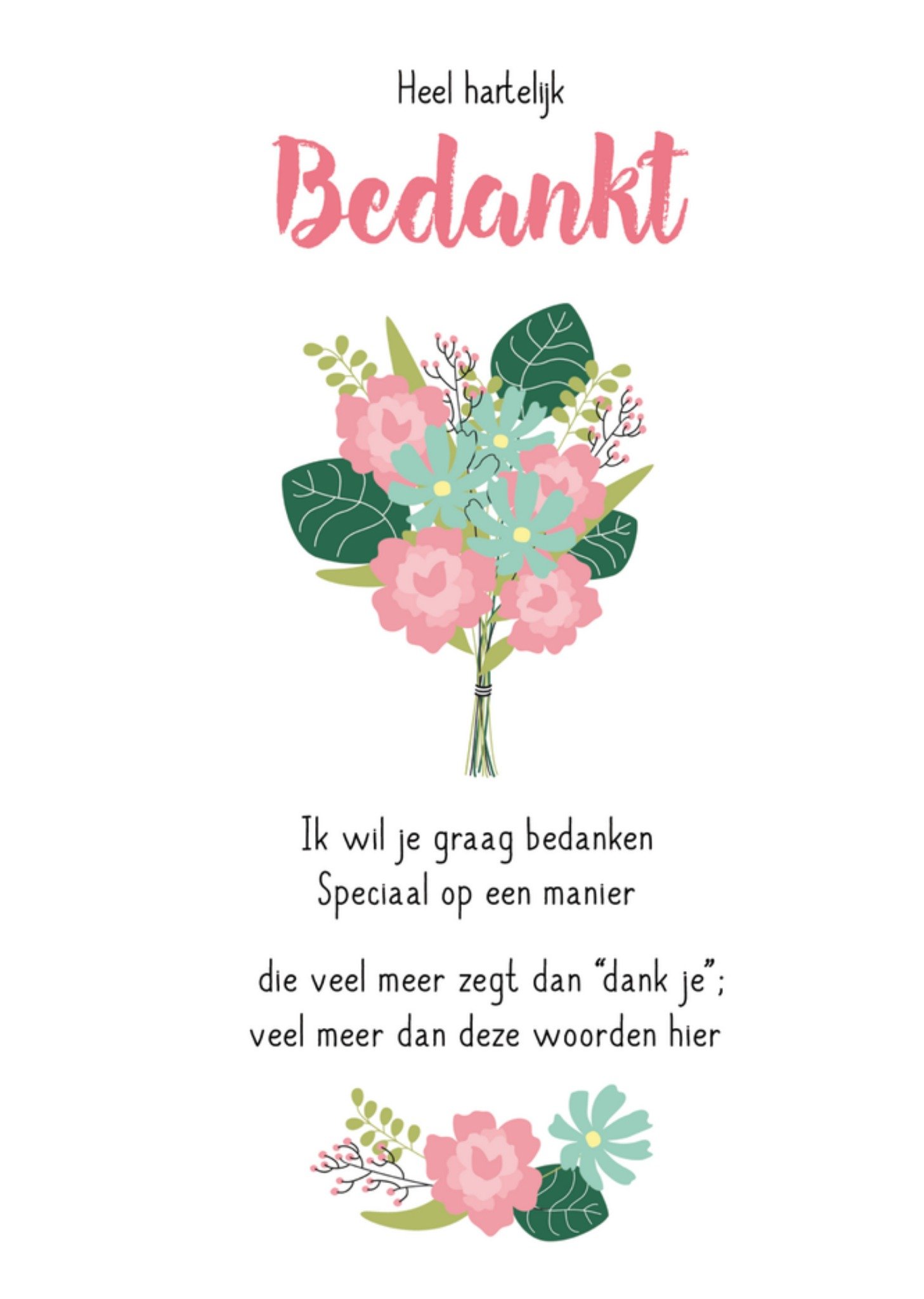 Bedankt Gedicht Boeket Kaart Paperclip