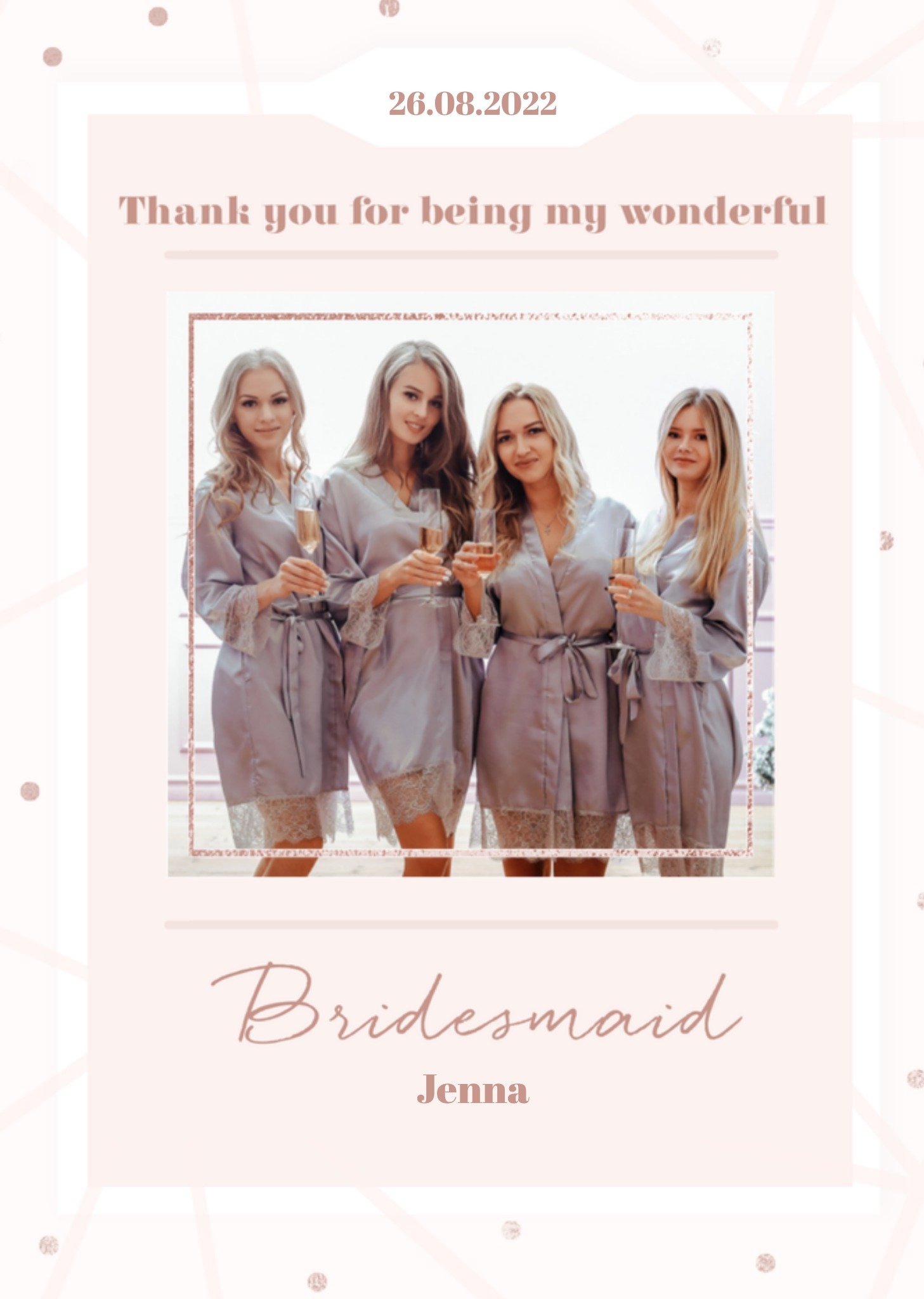 Bedanktuitnodiging bruidsmeisje Kaart Greetz