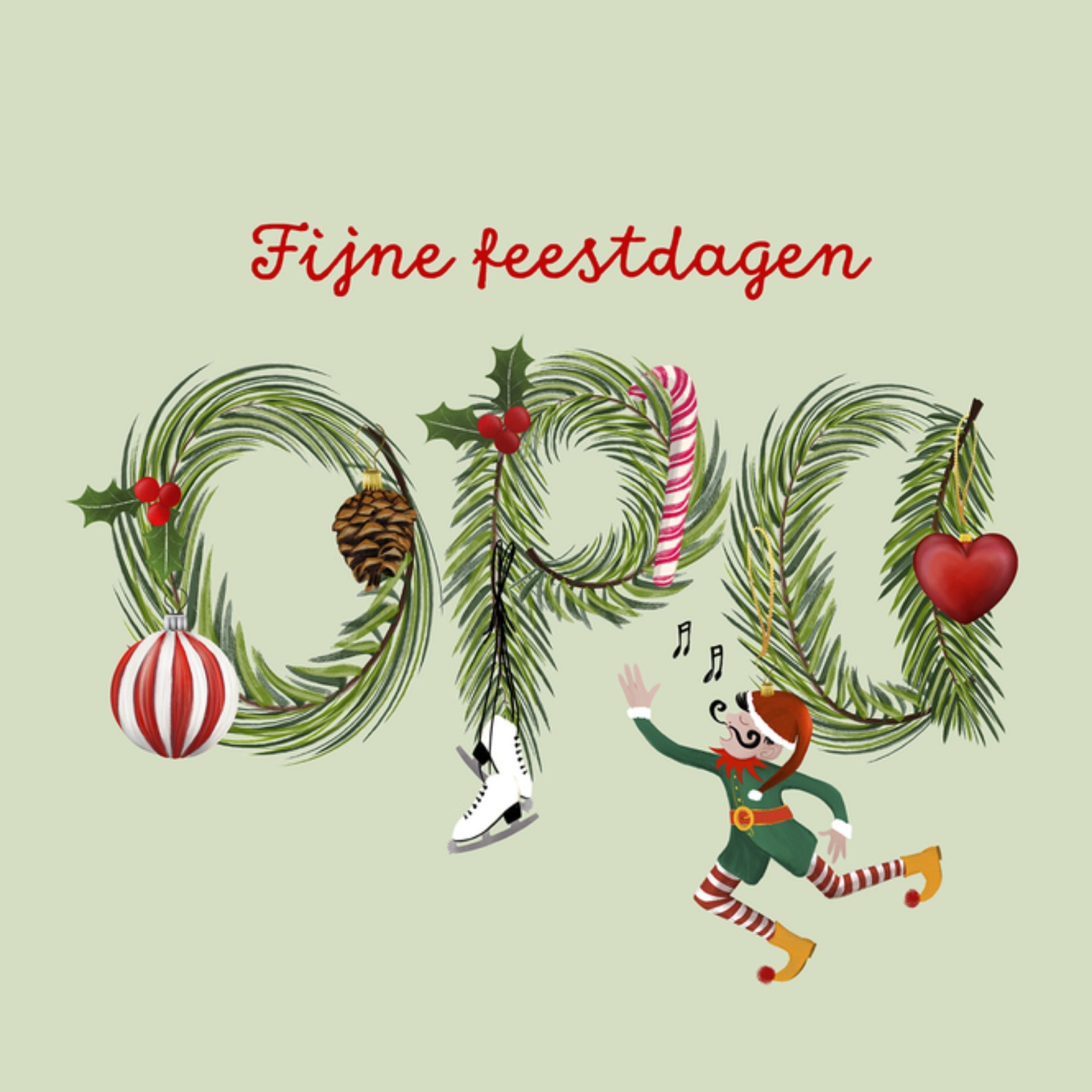Fishuals Patricia Hooning Kerstkaart Fijne Feestdagen Opa Vierkant