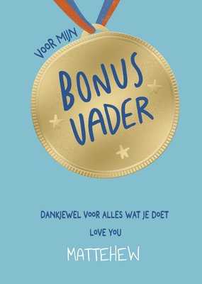 Voor Mijn Bonus Vader Geïllustreerde Medaille Bedankt Kaart