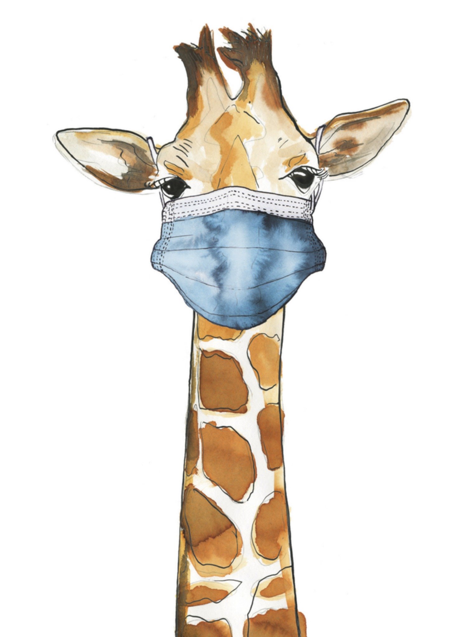 Marie Bodie Beterschapskaart Aquarel giraffe Kaart Marie Bodié
