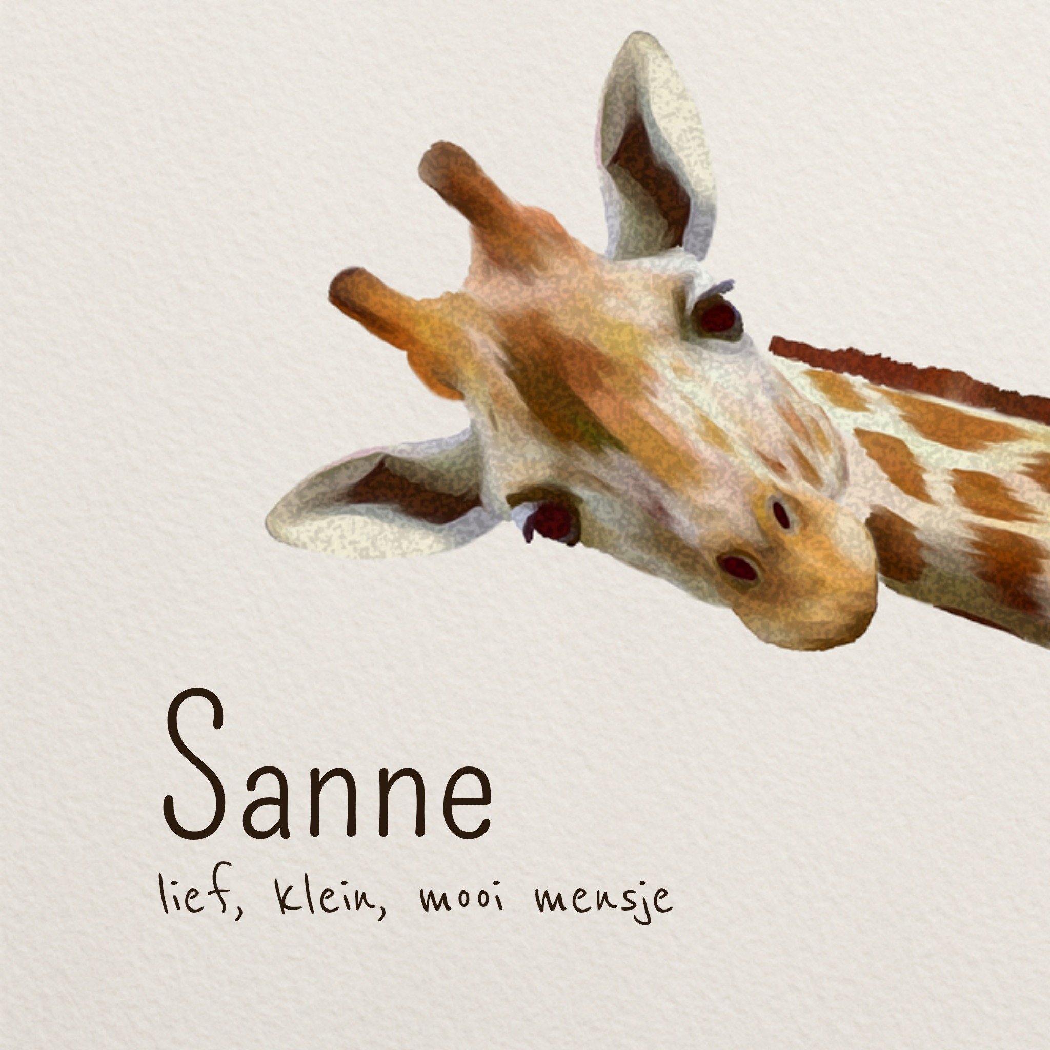 Greetz Geboortekaart Giraf Met naam Vierkant