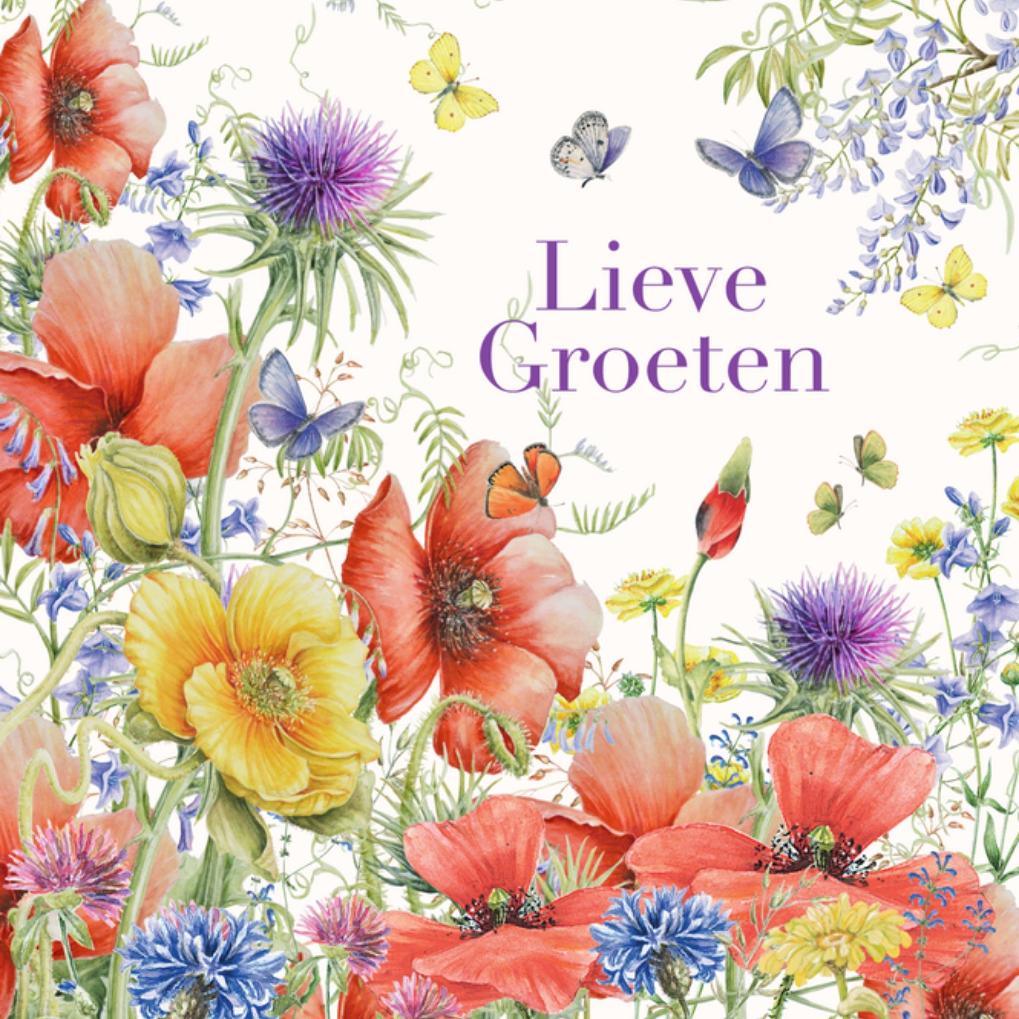 Valentijnskaart bloemen Vierkante Kaart Janneke Brinkman