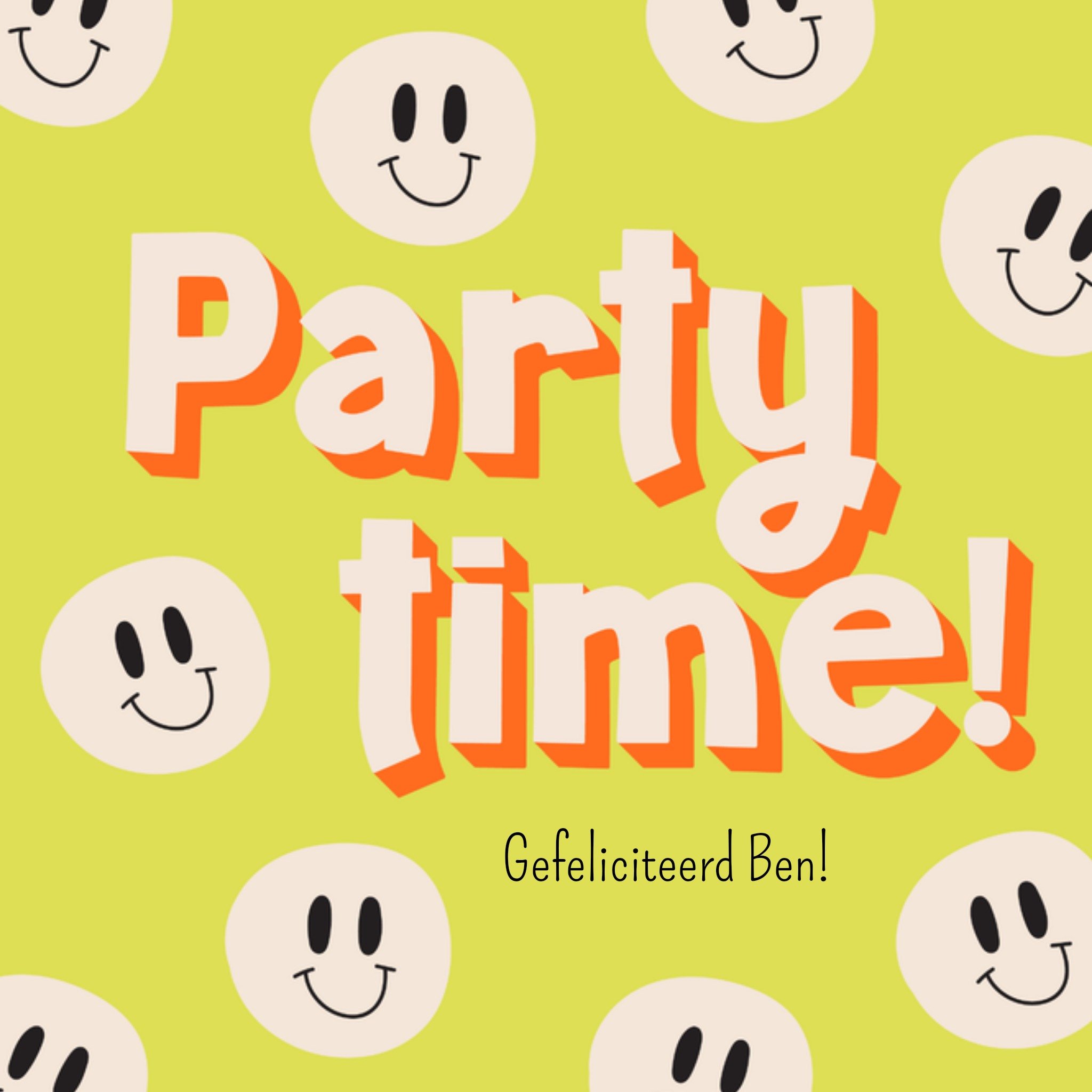 Greetz Verjaardagskaart Party time! Vierkant