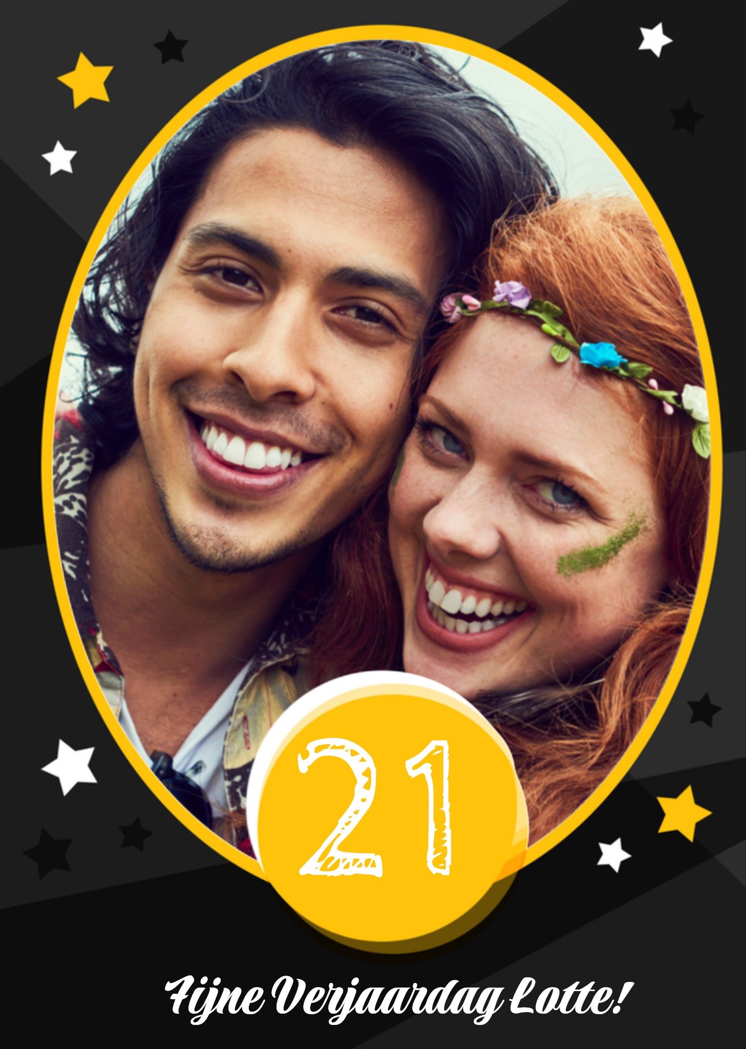 Greetz Verjaardag Zwart Stars Standard Card