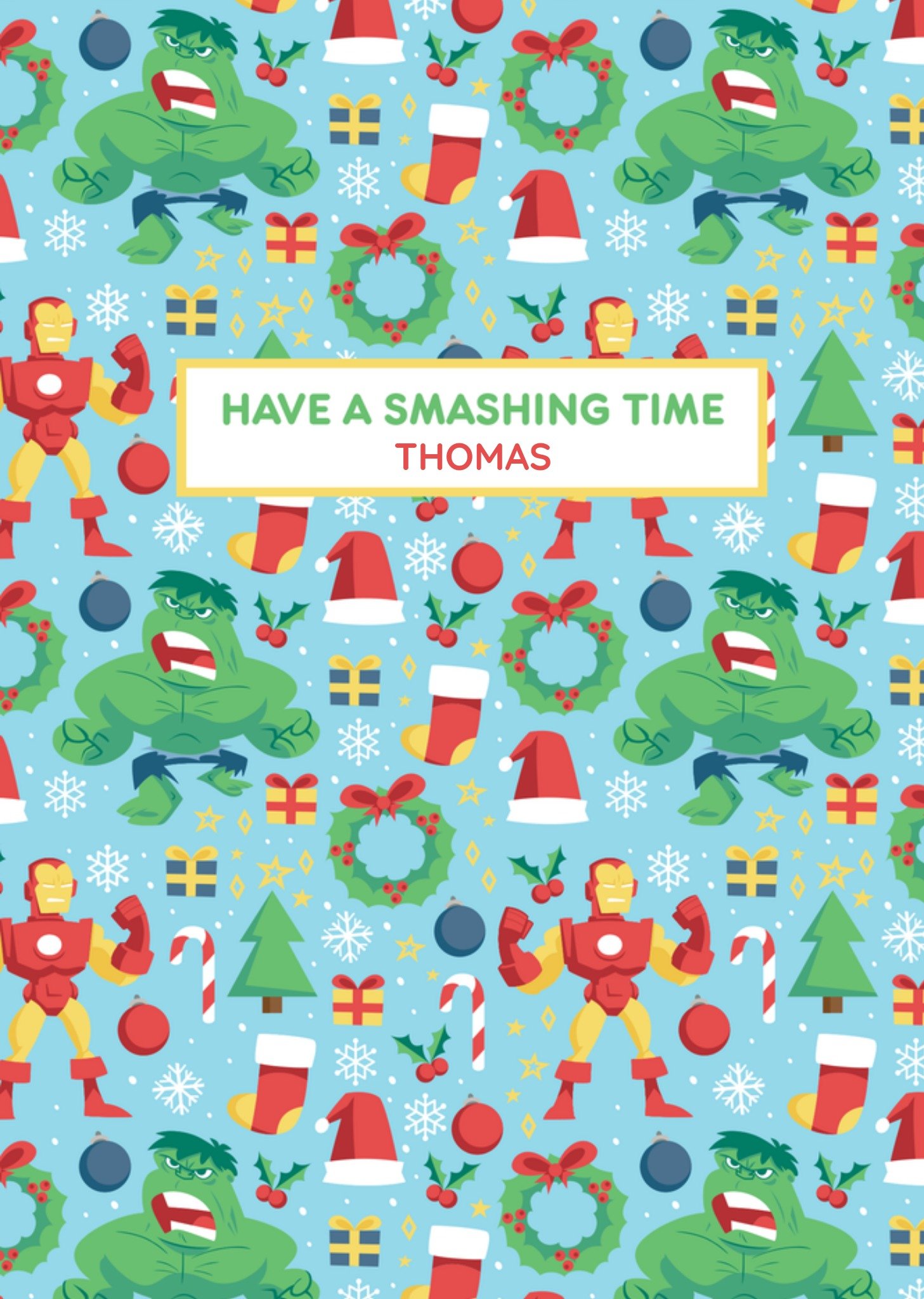 Kerstkaart Hulk Met naam Marvel