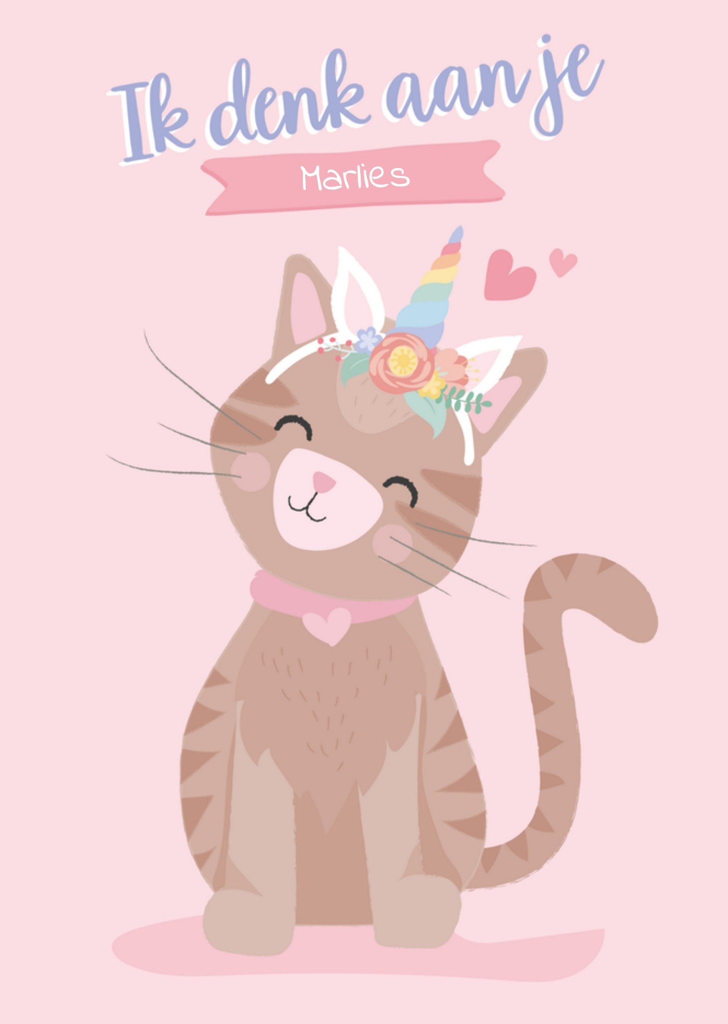 Denken aan kaart met naam Kaart Tante Kaartje