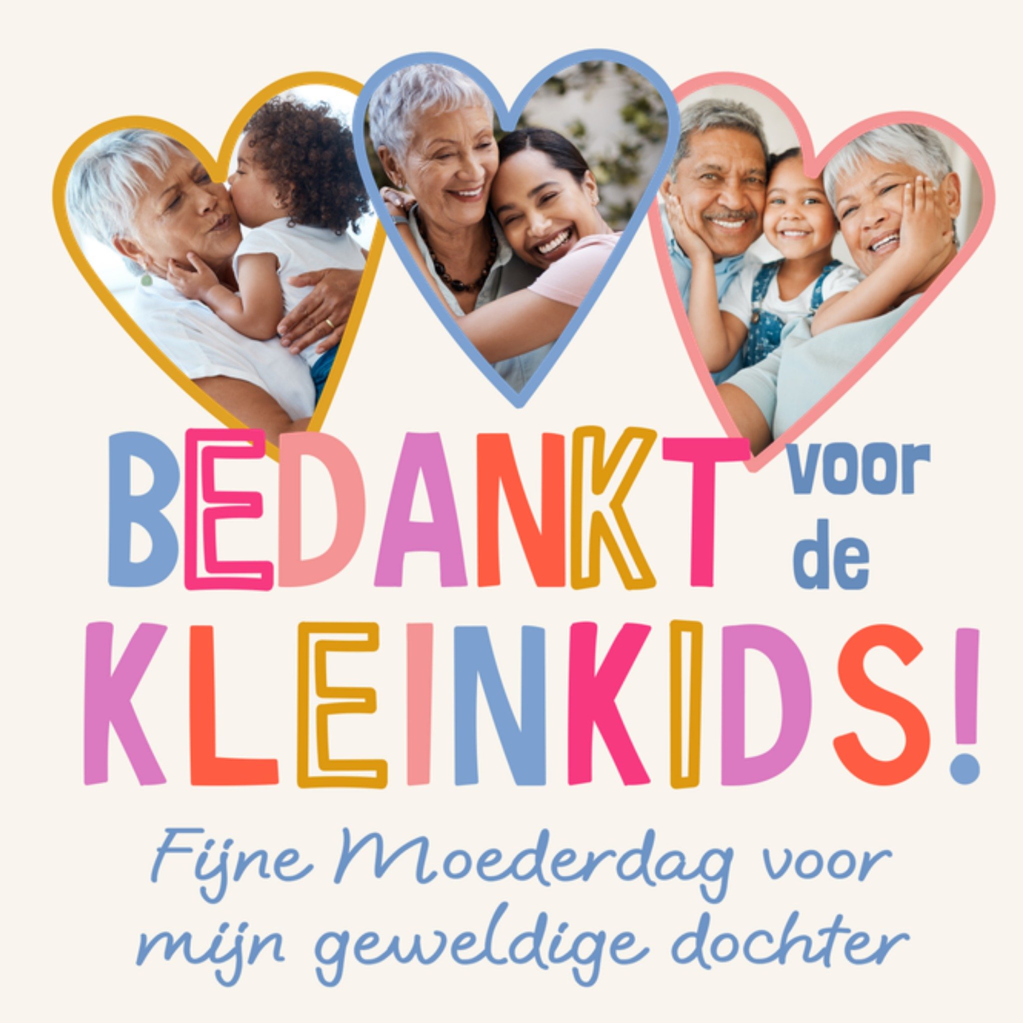 Greetz Moederdagkaart Bedankt voor de kleinkids! Aanpasbare fotos Vierkant