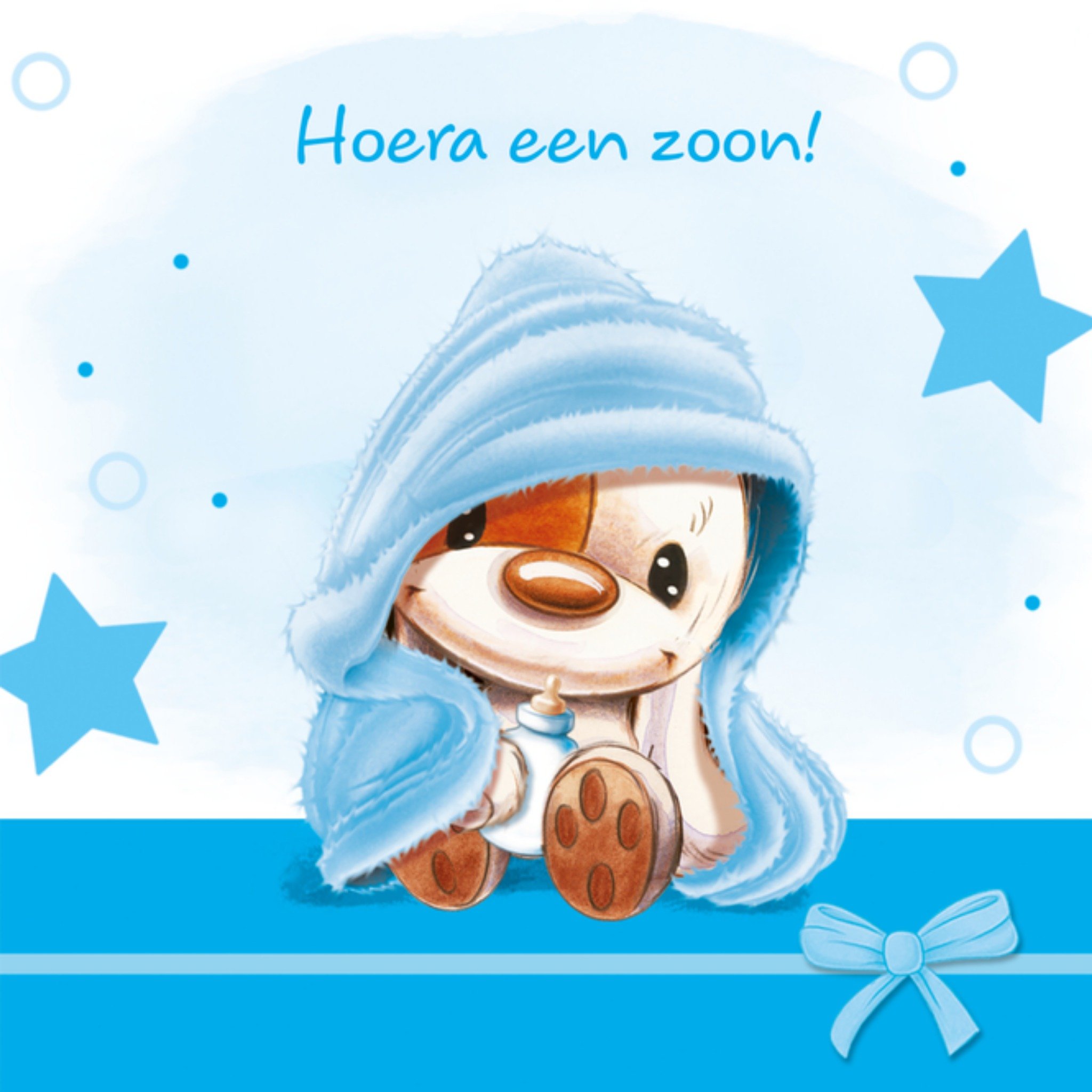 Geboortekaart hondje een zoon! Vierkante Kaart TMS