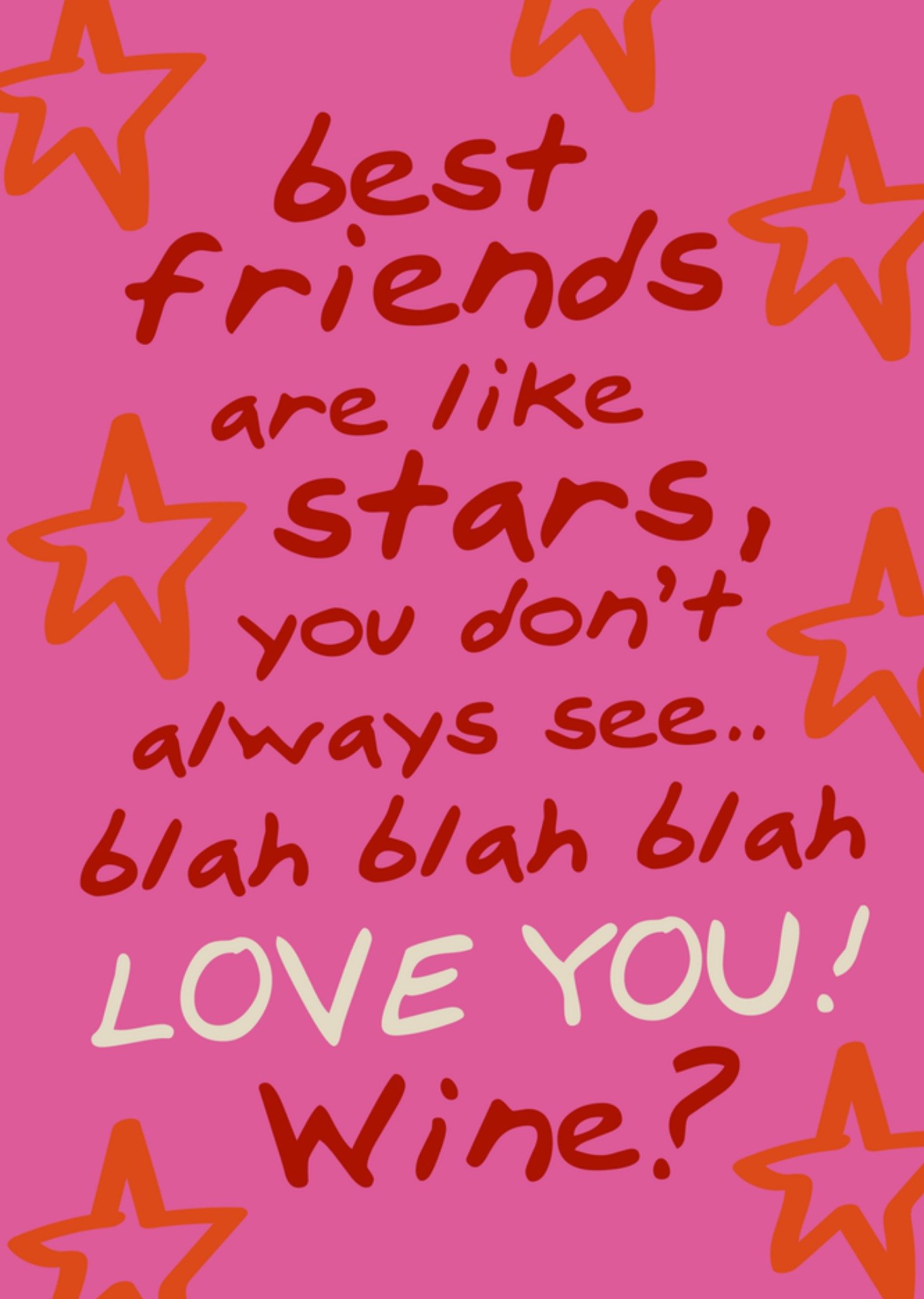 Valentijnskaart Friends are like stars Greetz