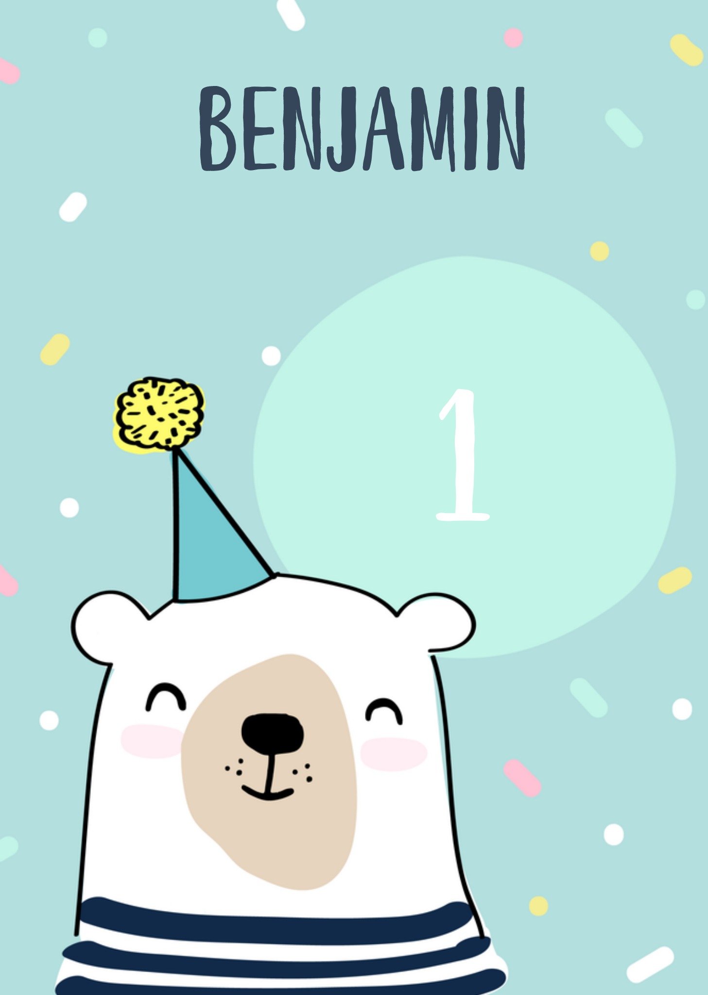 Verjaardagskaart IJsbeer met naam en leeftijd Kaart Greetz