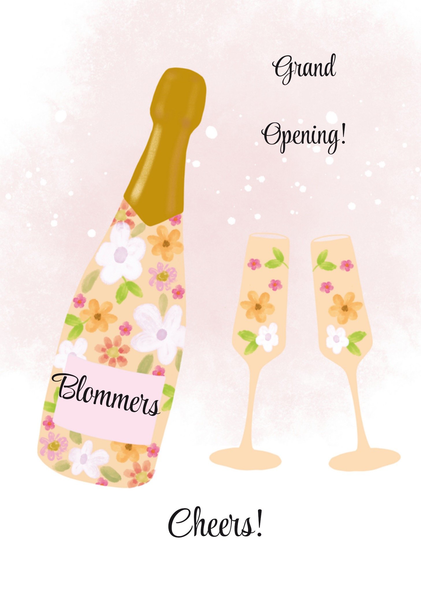 Opening nieuwe zaak champagne cheers Kaart Tsjip