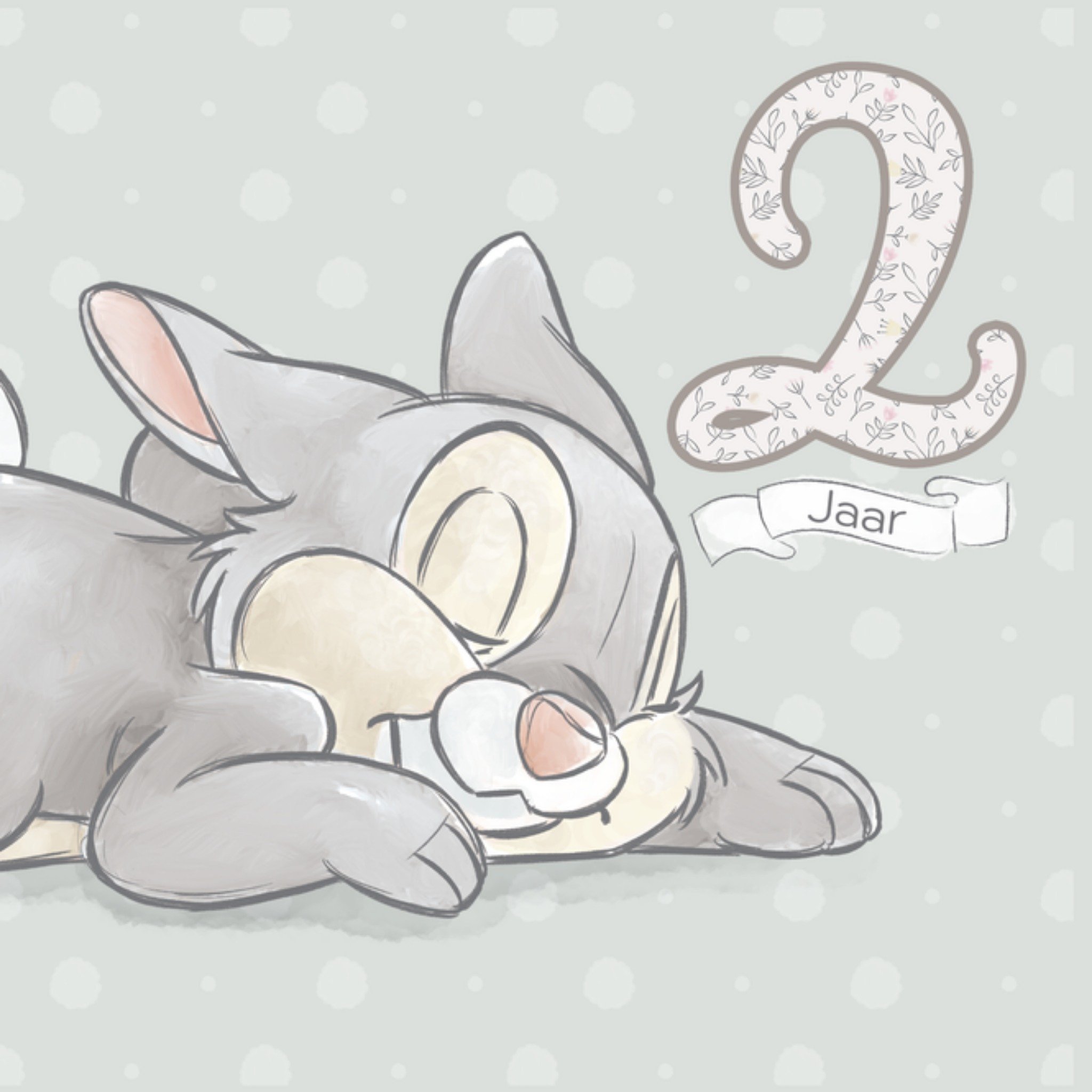 Verjaardagskaart Bambi 2 jaar Vierkante Kaart Disney