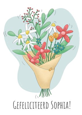 Studio Fred | Verjaardagskaart | Gefeliciteerd Bloemenboeket | Aanpasbare tekst