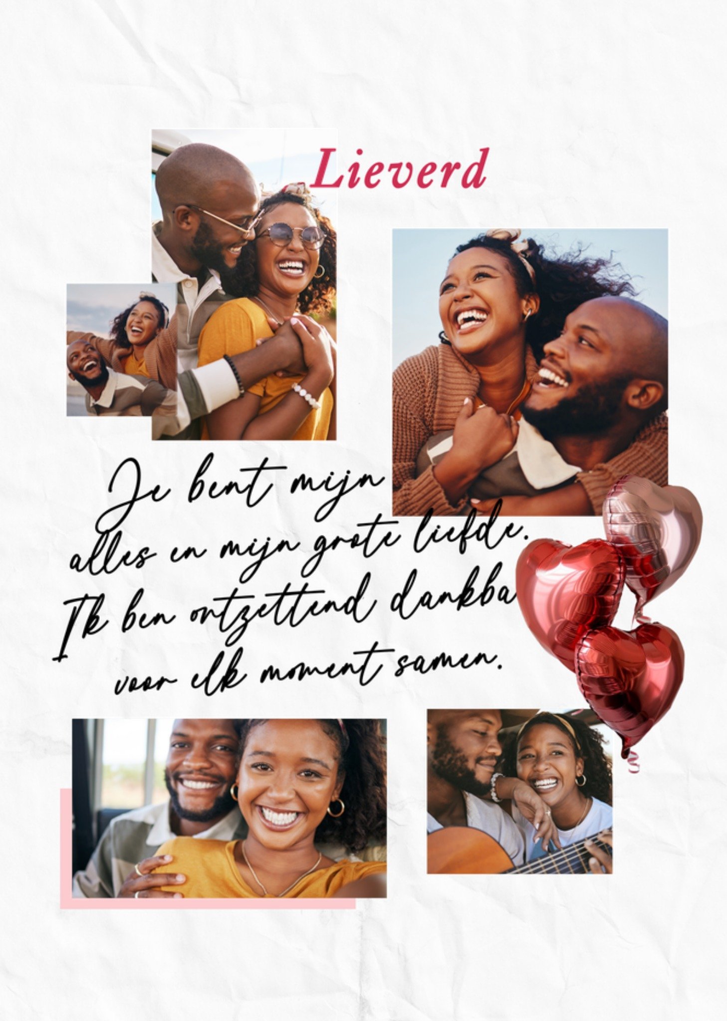 Valentijnskaart Lieverd, Je bent mijn alles en mijn liefde Met fotos Kaart Greetz