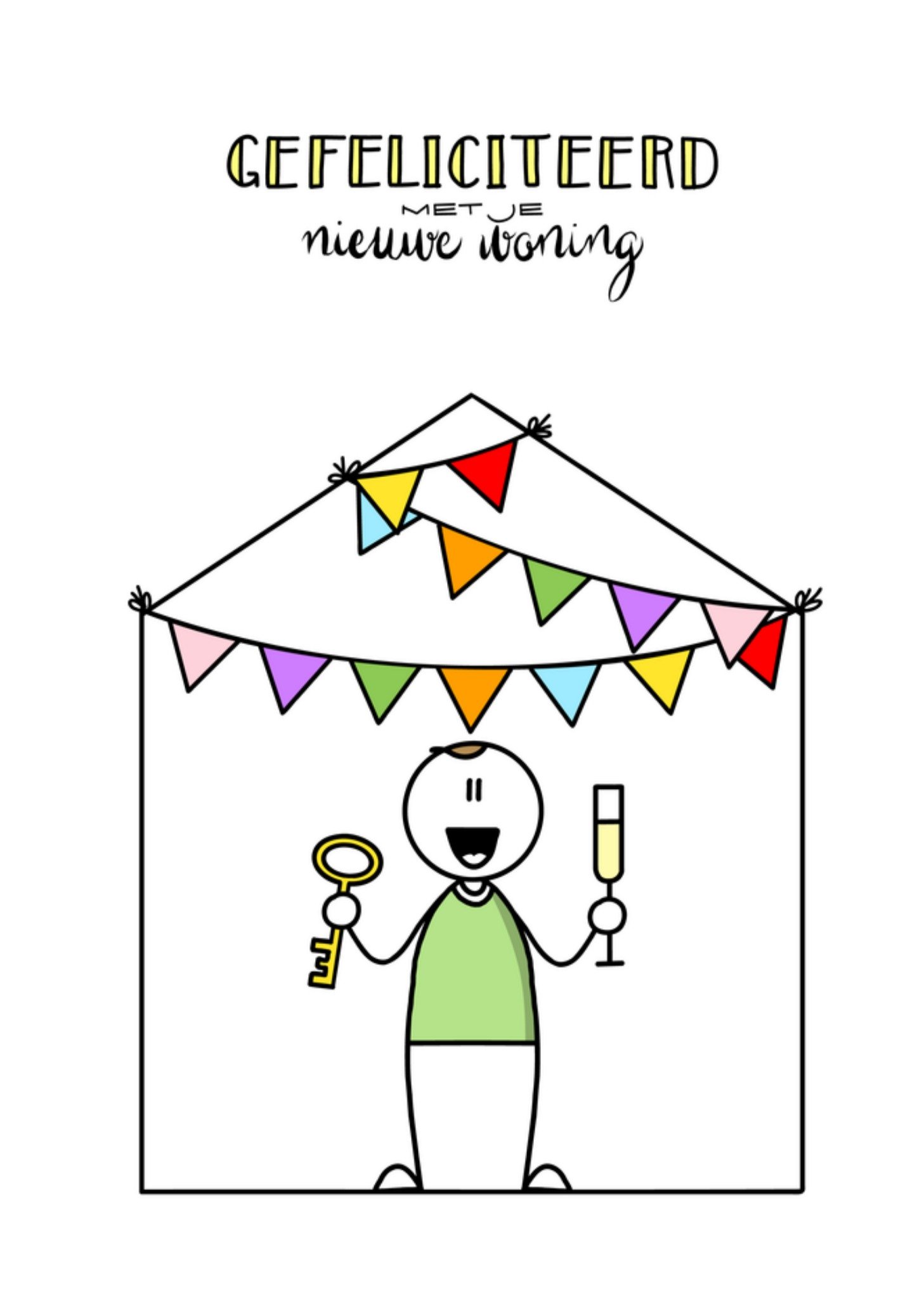 Nieuwe woning kaart Vlaggetjes Kaart YH Tekent