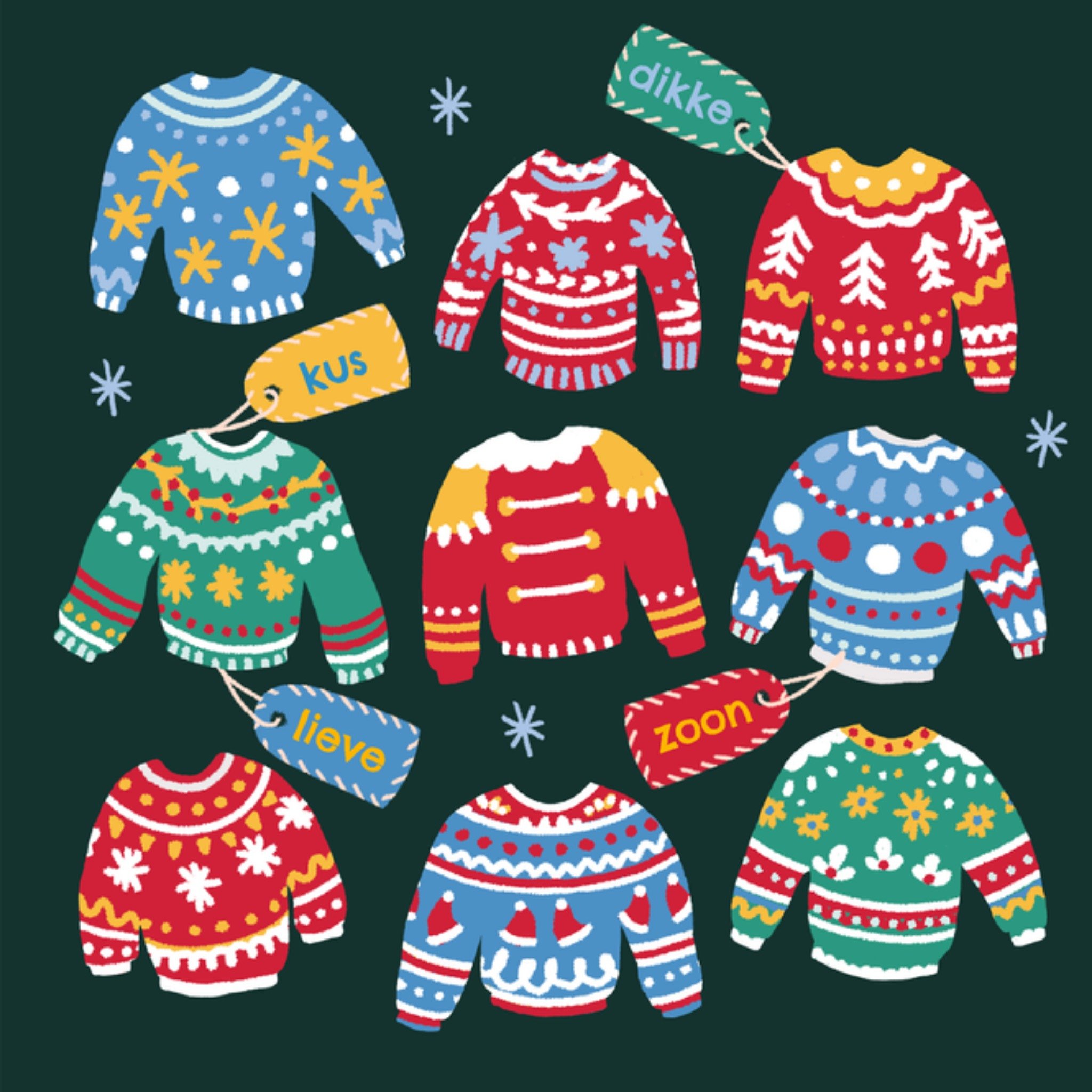 Greetz Kerstkaart Kersttrui Zoon Vierkant