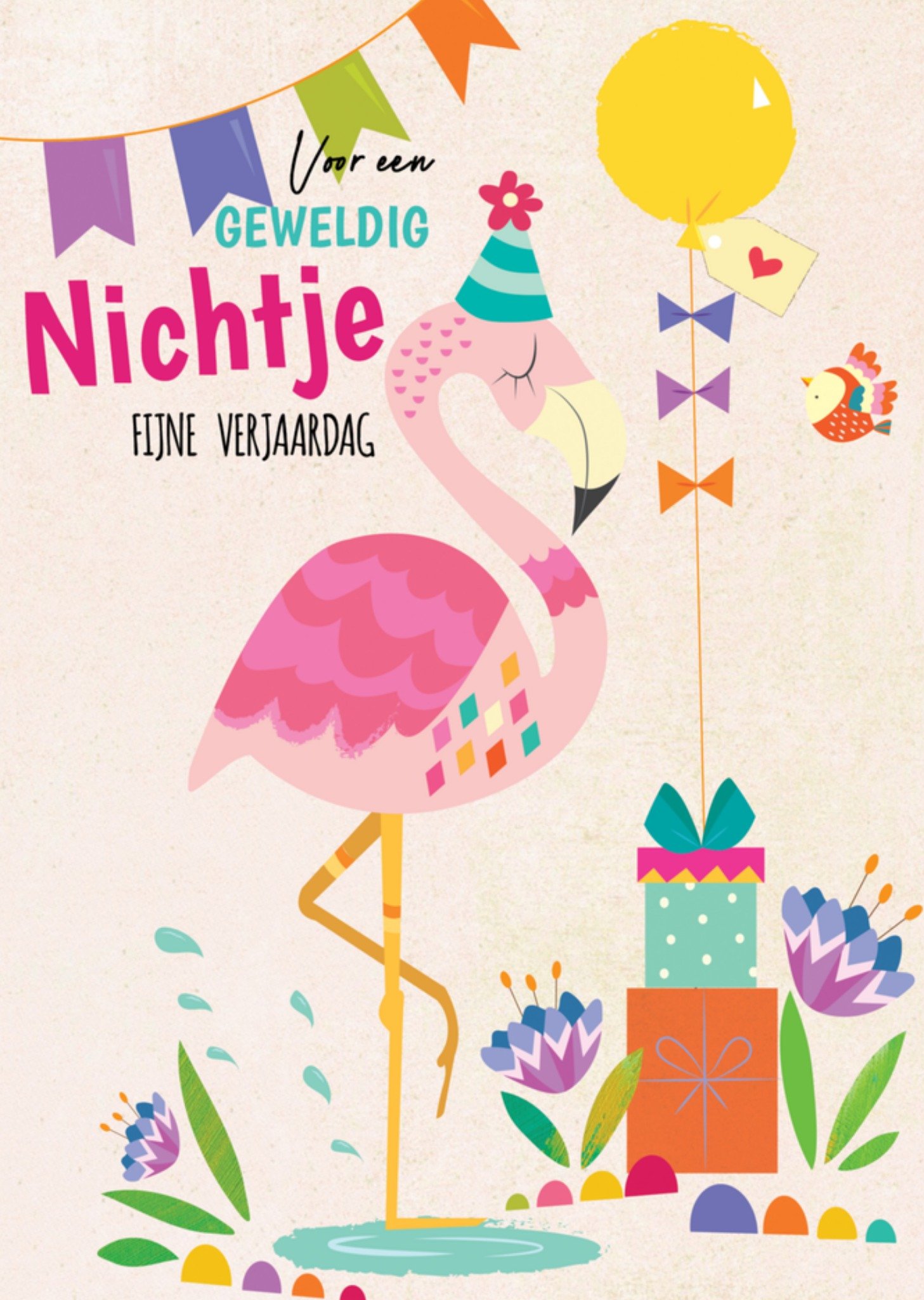 Abacus Verjaardagskaart nichtje flamingo Kaart Abacus Cards