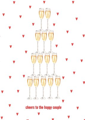 Proost Op Het Gelukkige Paar Geïllustreerde Champagneglazen Bruiloft Kaart