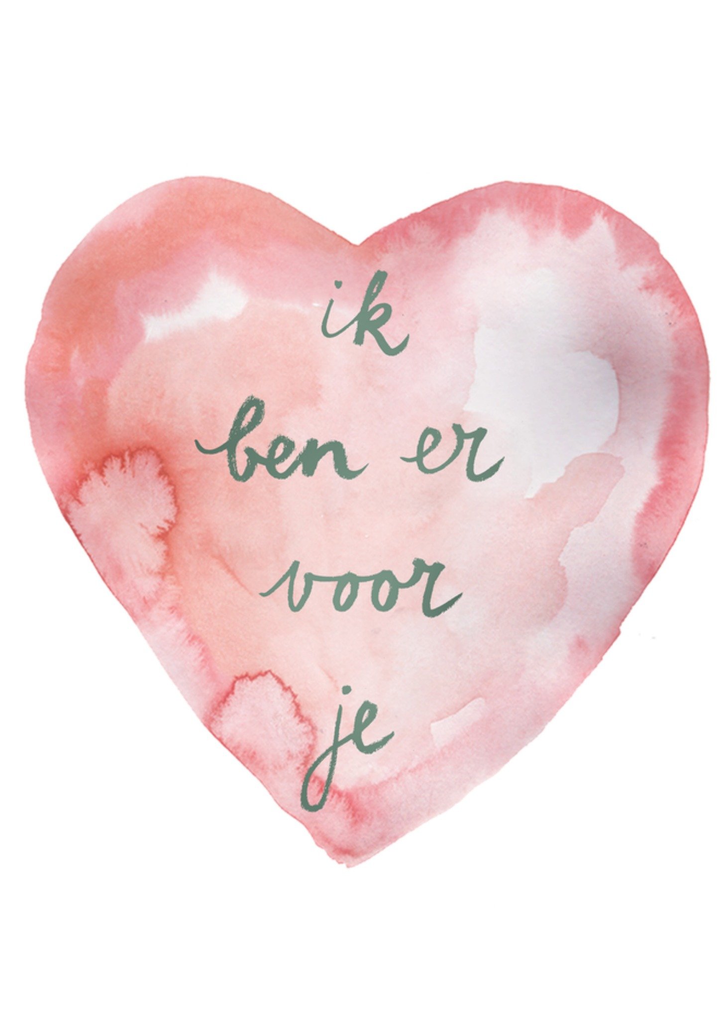 Marie Bodie Condoleancekaart Aquarel hartje Kaart Marie Bodié