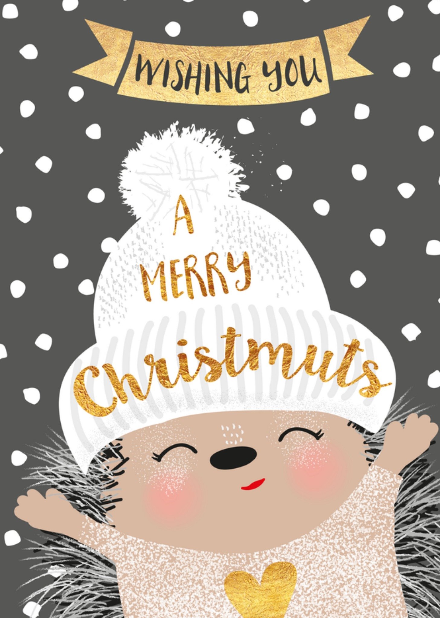 Kerstkaart egeltje muts Tsjip