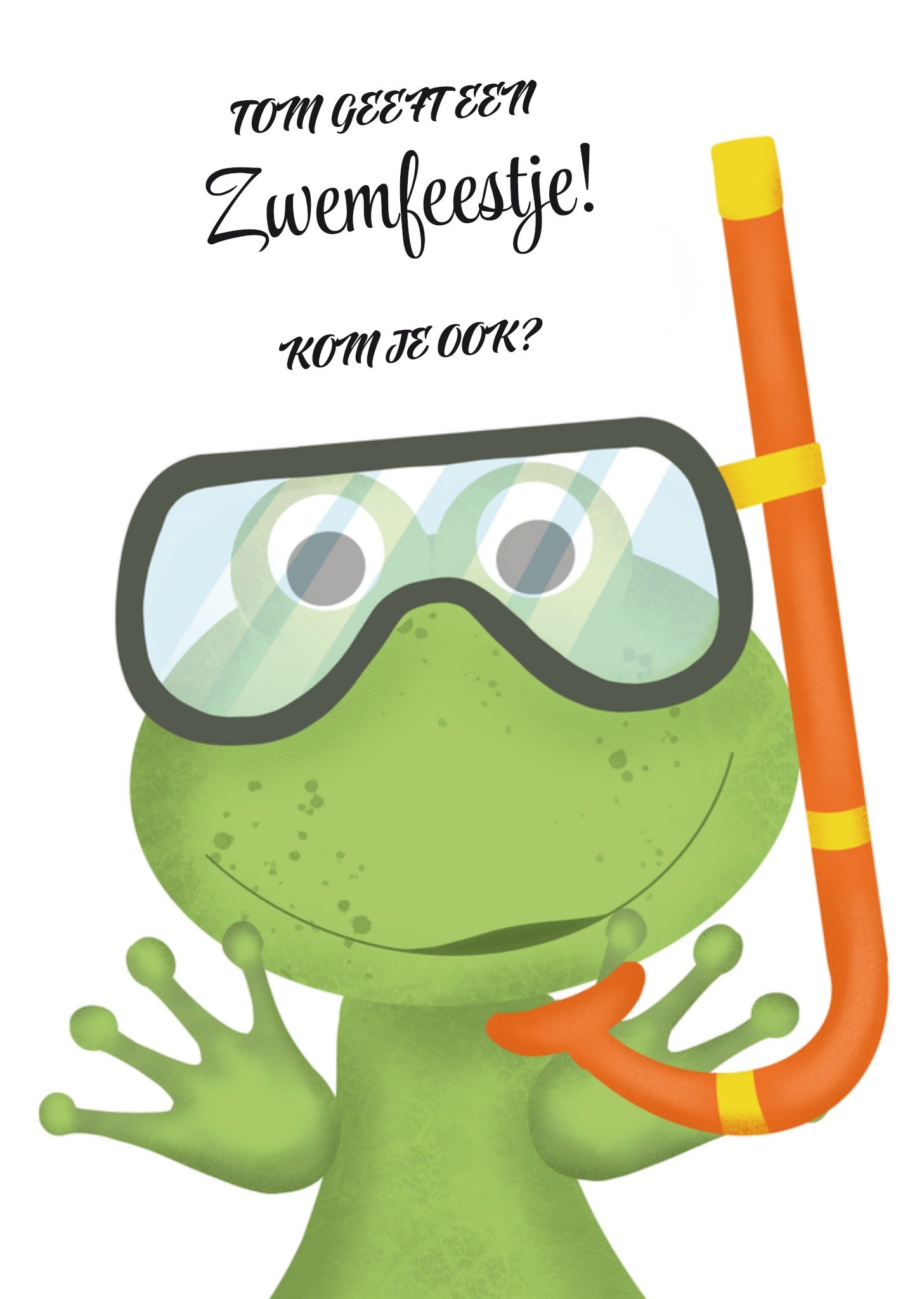 Uitnodiging kinderfeestje zwemfeestje Kaart Tsjip