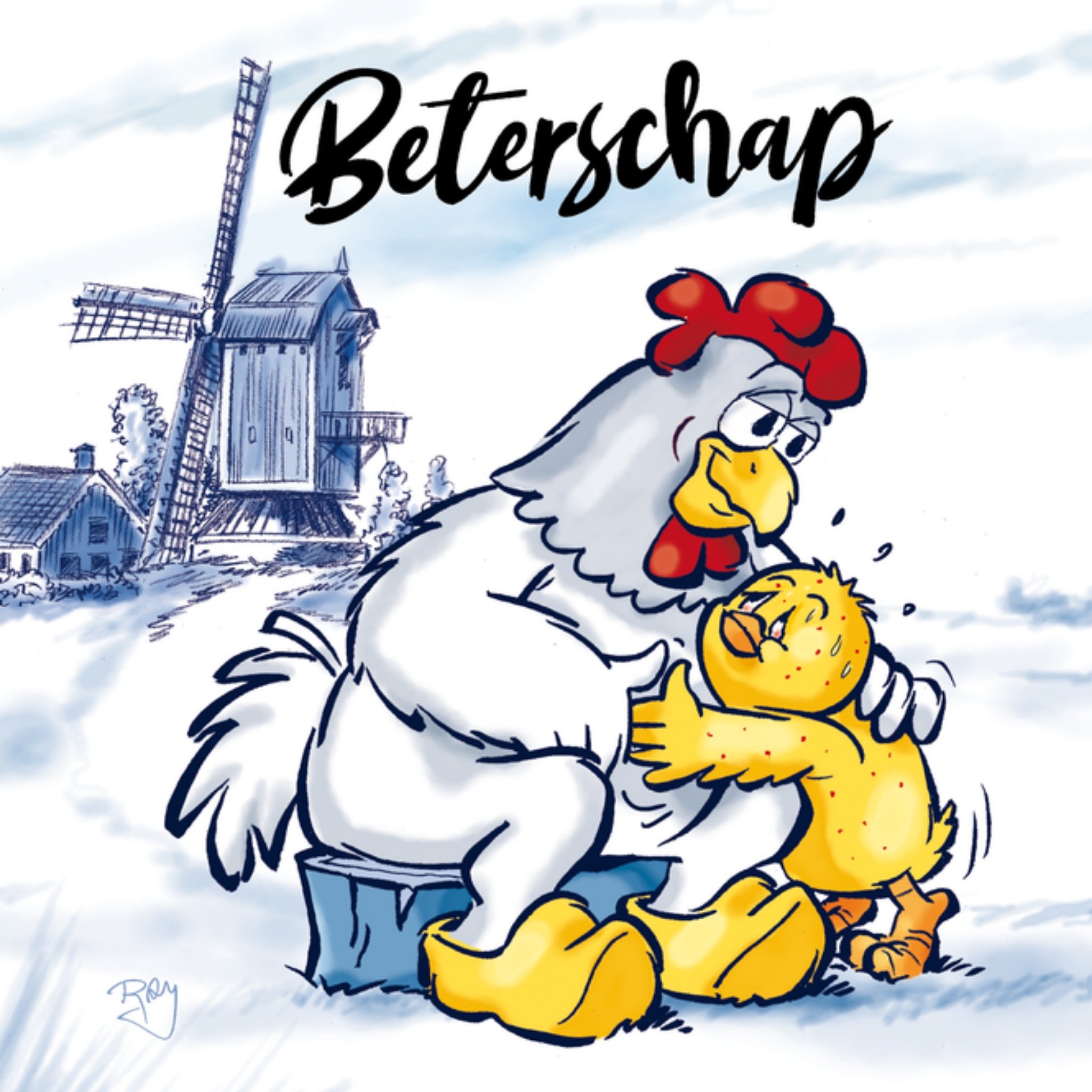 Beterschapskaart Kuiken Vierkante Kaart Old Dutch