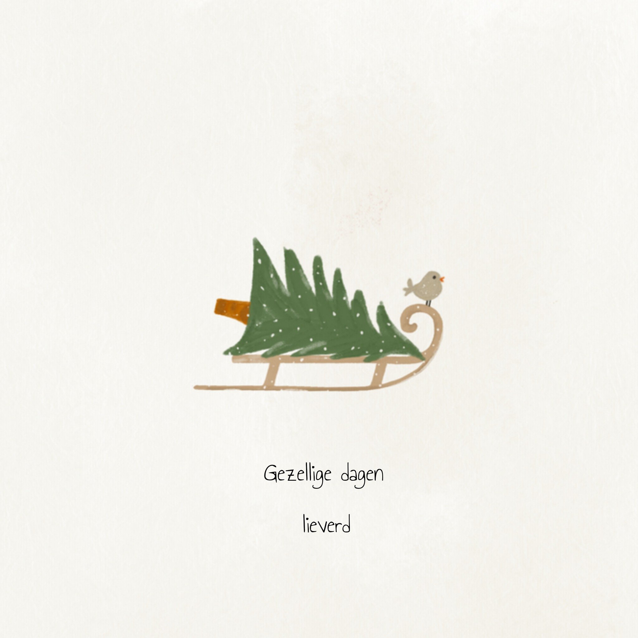 Greetz Kerstkaart kerstboom slee Vierkant