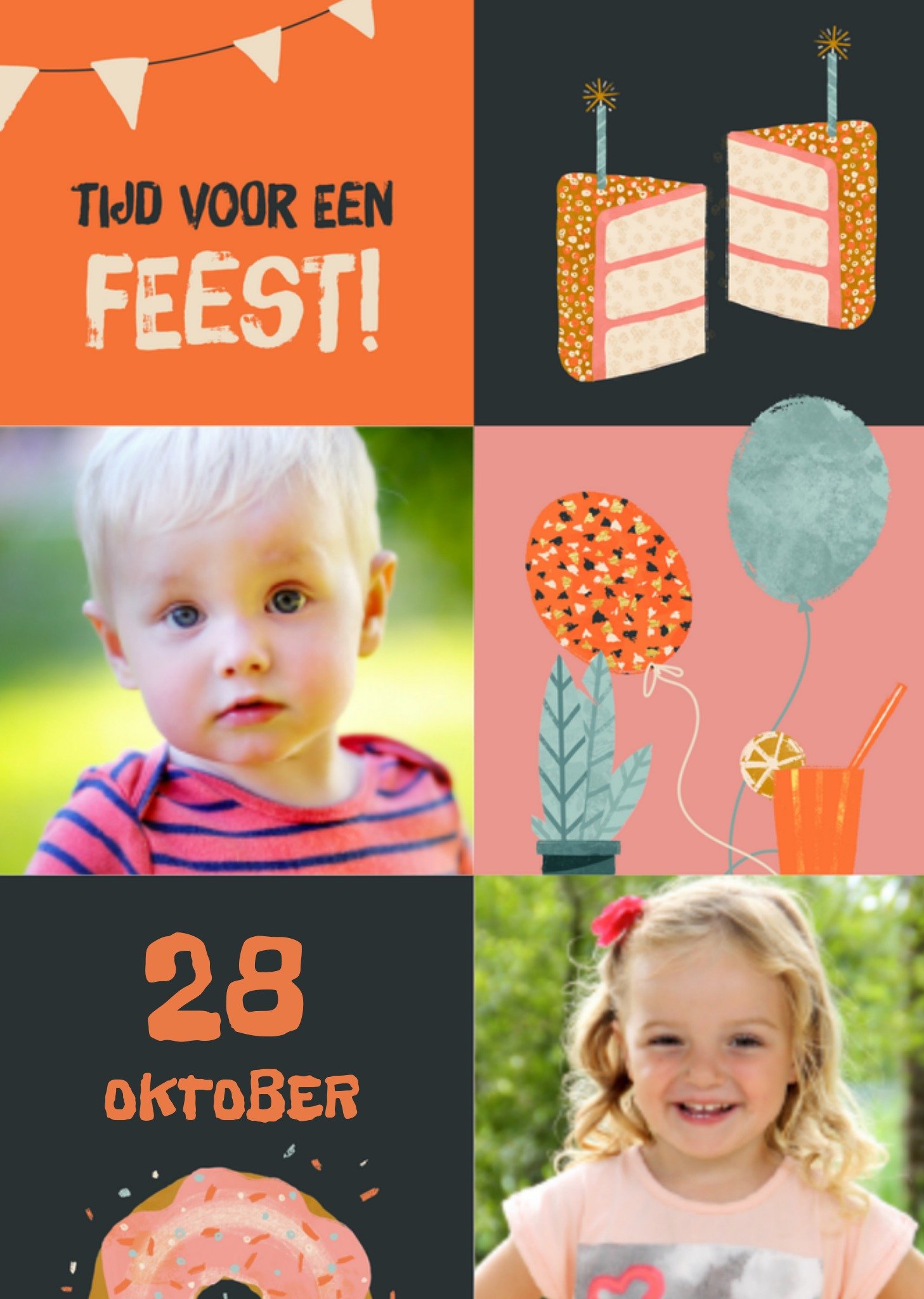 Kinderfeestje Taart Foto Kaart Greetz