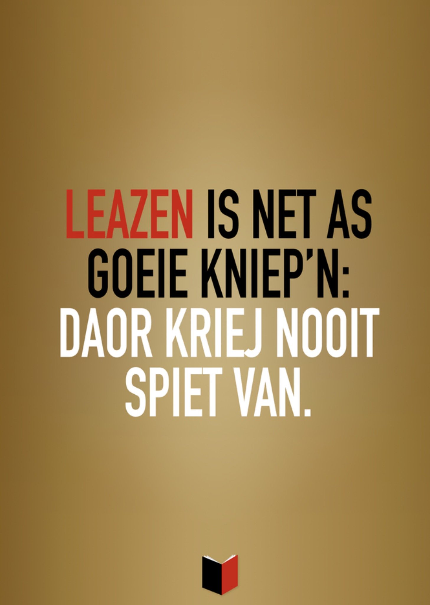 Greetz Boekenweek 2025 kaart Leazen is net as goeie kniep